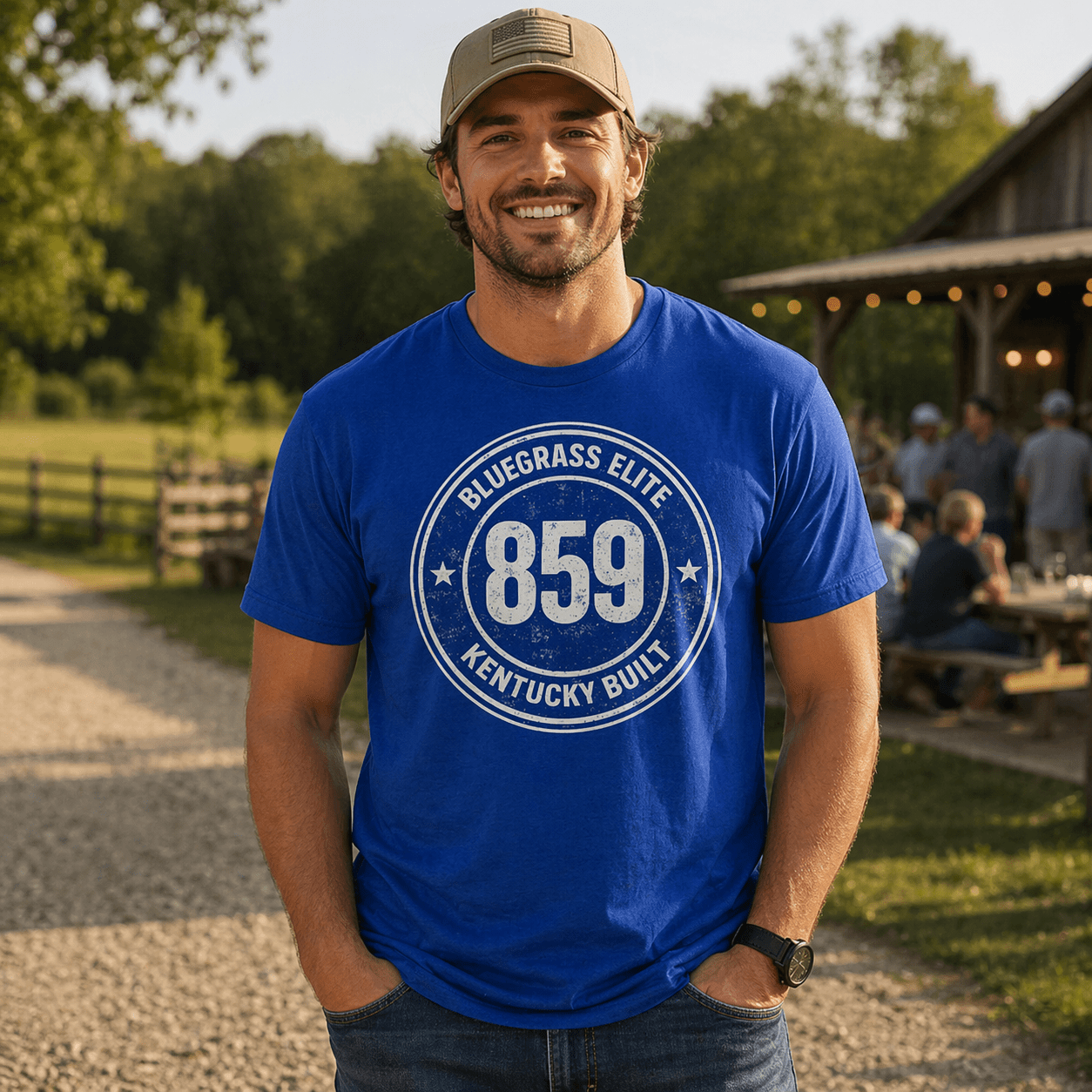 Bluegrass Elite 859 Badge T-Shirt | Kentucky Built Vintage Design | Classic - Bluegrass Elite Apparel LLC