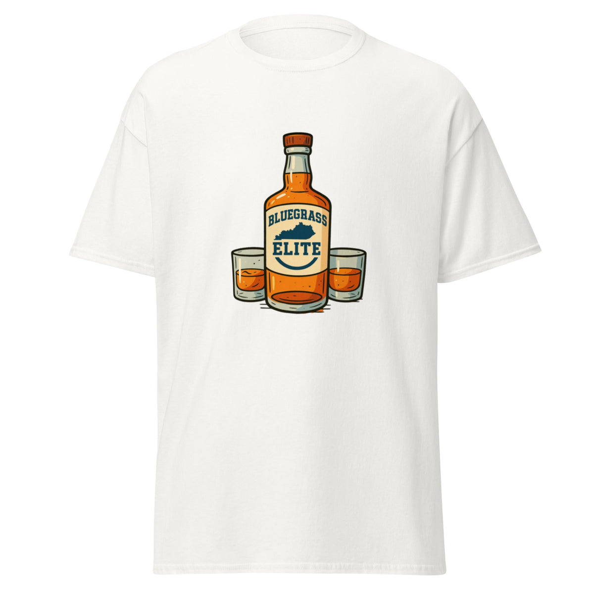 Bluegrass Elite Bourbon Bottle T-Shirt | Kentucky Whiskey Pride | Classic Cotton - Bluegrass Elite Apparel LLC