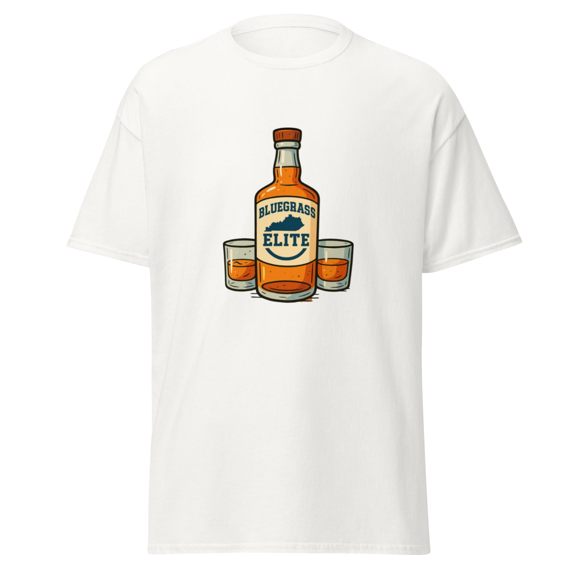 Bluegrass Elite Bourbon Bottle T-Shirt | Kentucky Whiskey Pride | Classic Cotton - Bluegrass Elite Apparel LLC