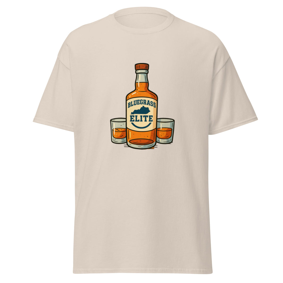Bluegrass Elite Bourbon Bottle T-Shirt | Kentucky Whiskey Pride | Classic Cotton - Bluegrass Elite Apparel LLC