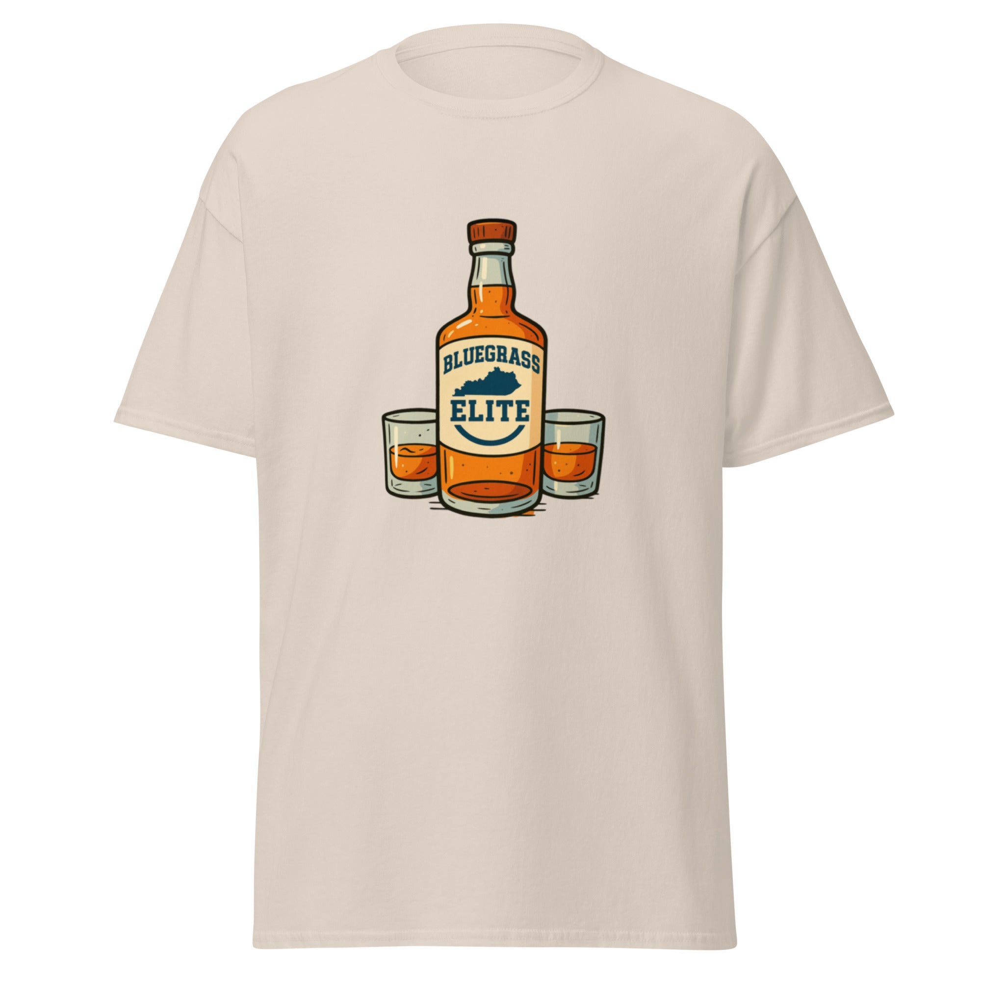 Bluegrass Elite Bourbon Bottle T-Shirt | Kentucky Whiskey Pride | Classic Cotton - Bluegrass Elite Apparel LLC
