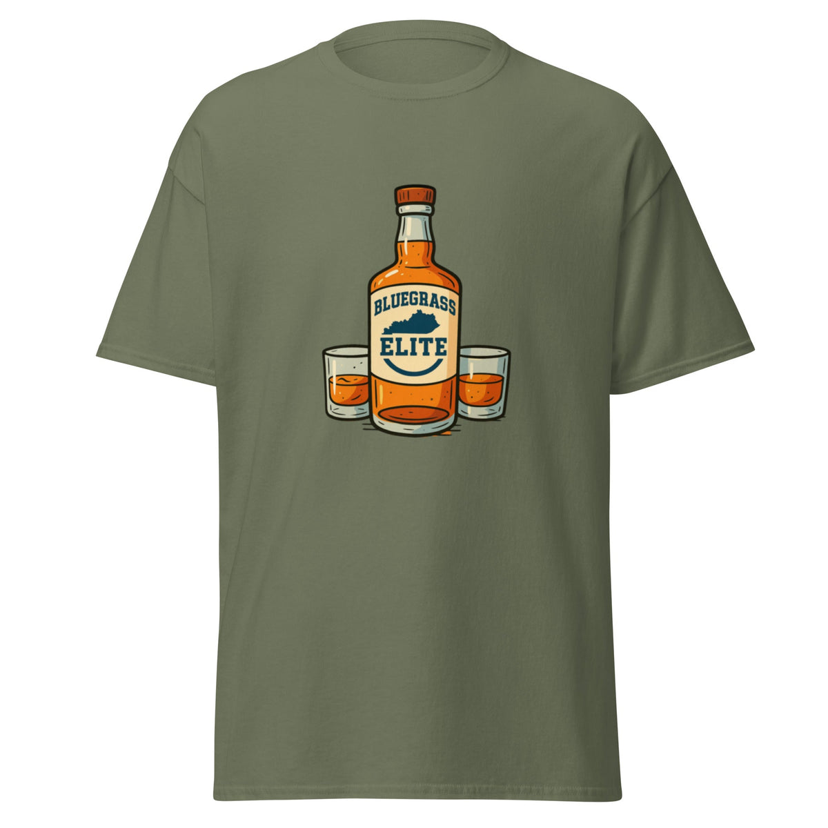 Bluegrass Elite Bourbon Bottle T-Shirt | Kentucky Whiskey Pride | Classic Cotton - Bluegrass Elite Apparel LLC