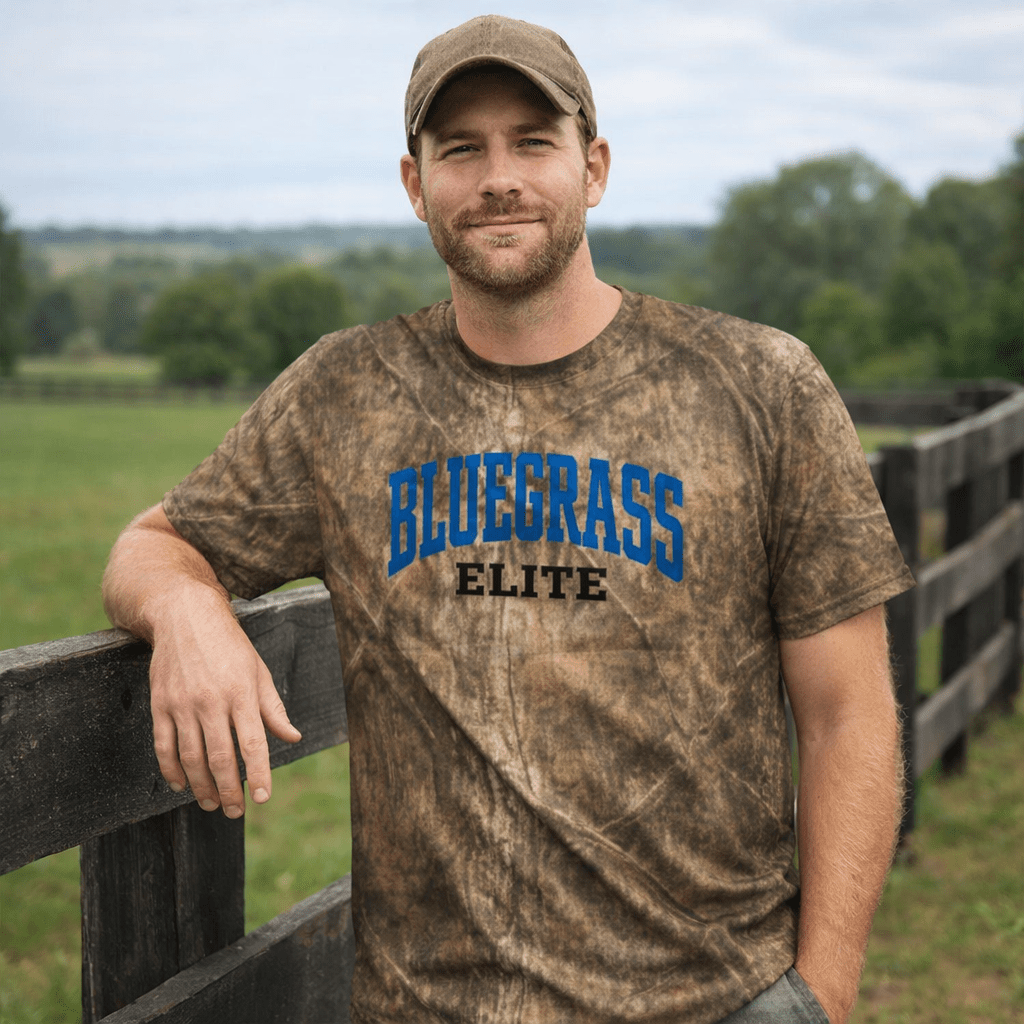 Bluegrass Elite Camo Script T-Shirt | Kentucky Heritage Design | Basic Cotton - Bluegrass Elite Apparel LLC