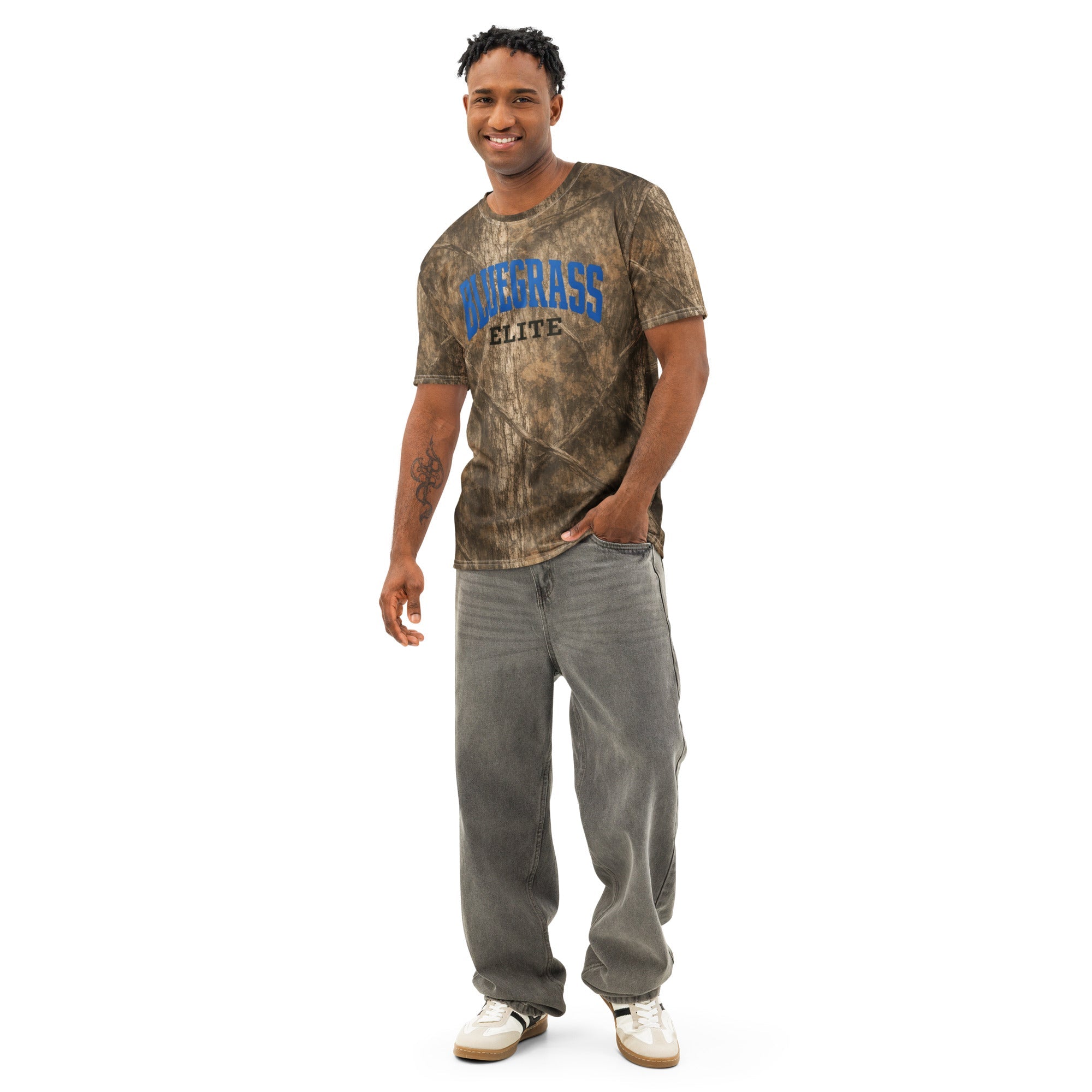 Bluegrass Elite Camo Script T-Shirt | Kentucky Heritage Design | Basic Cotton - Bluegrass Elite Apparel LLC