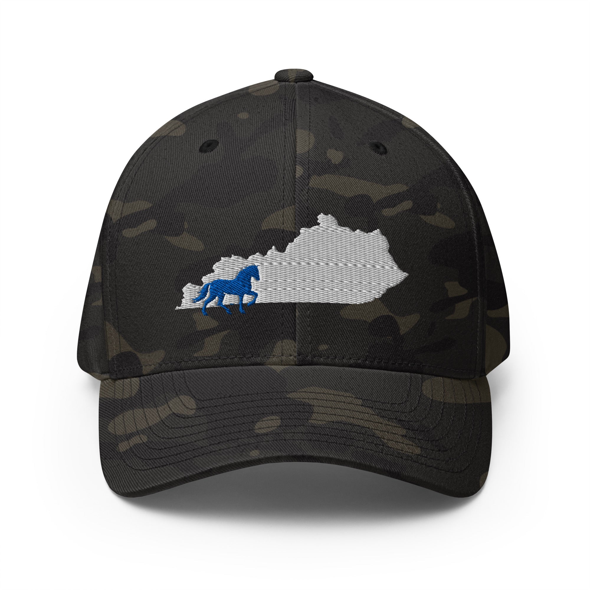 Bluegrass Outline Hat | Kentucky State & Blue Horse Structured Cap - Bluegrass Elite Apparel LLC