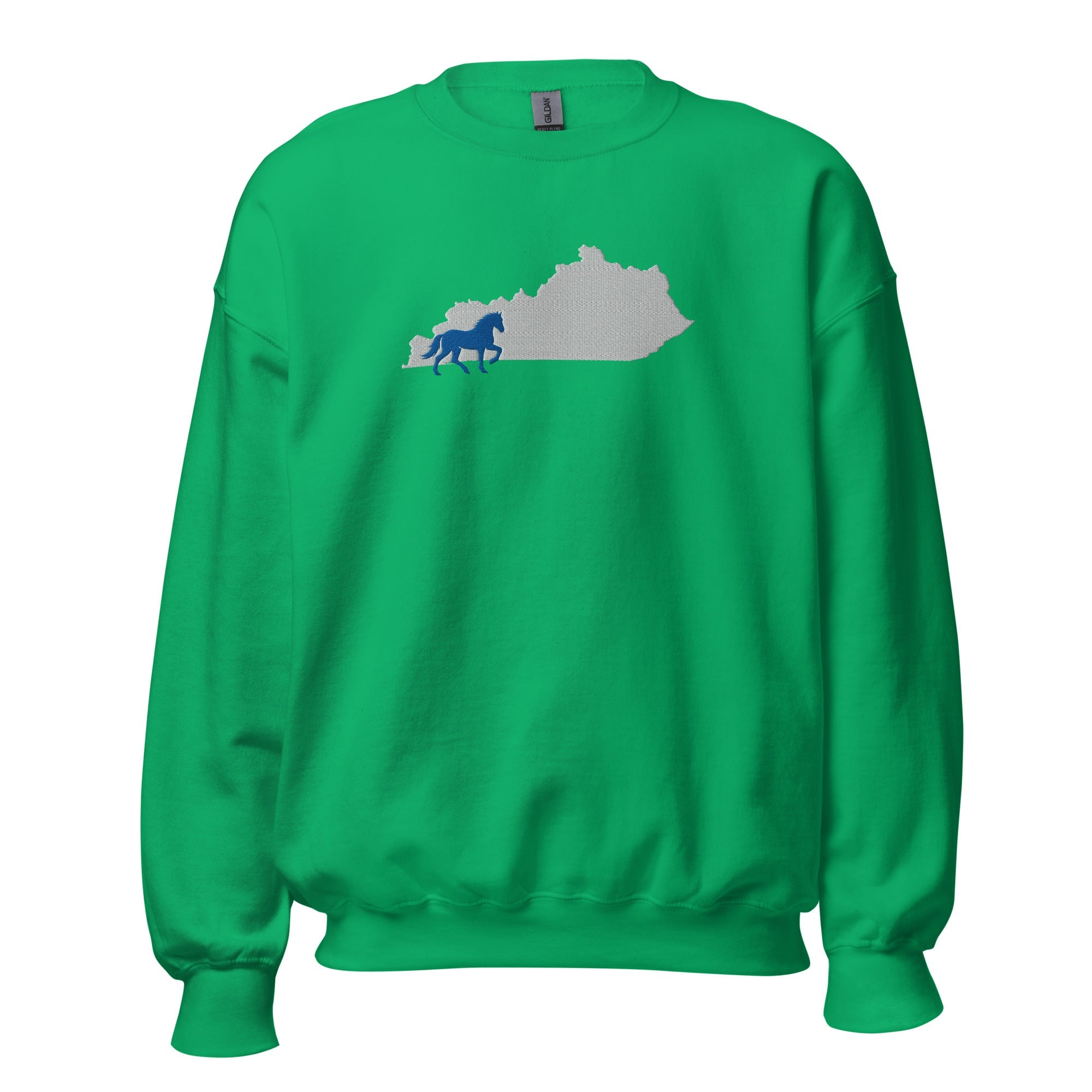 Bluegrass Outline Sweatshirt | Embroidered Horse & Kentucky Silhouette - Bluegrass Elite Apparel LLC