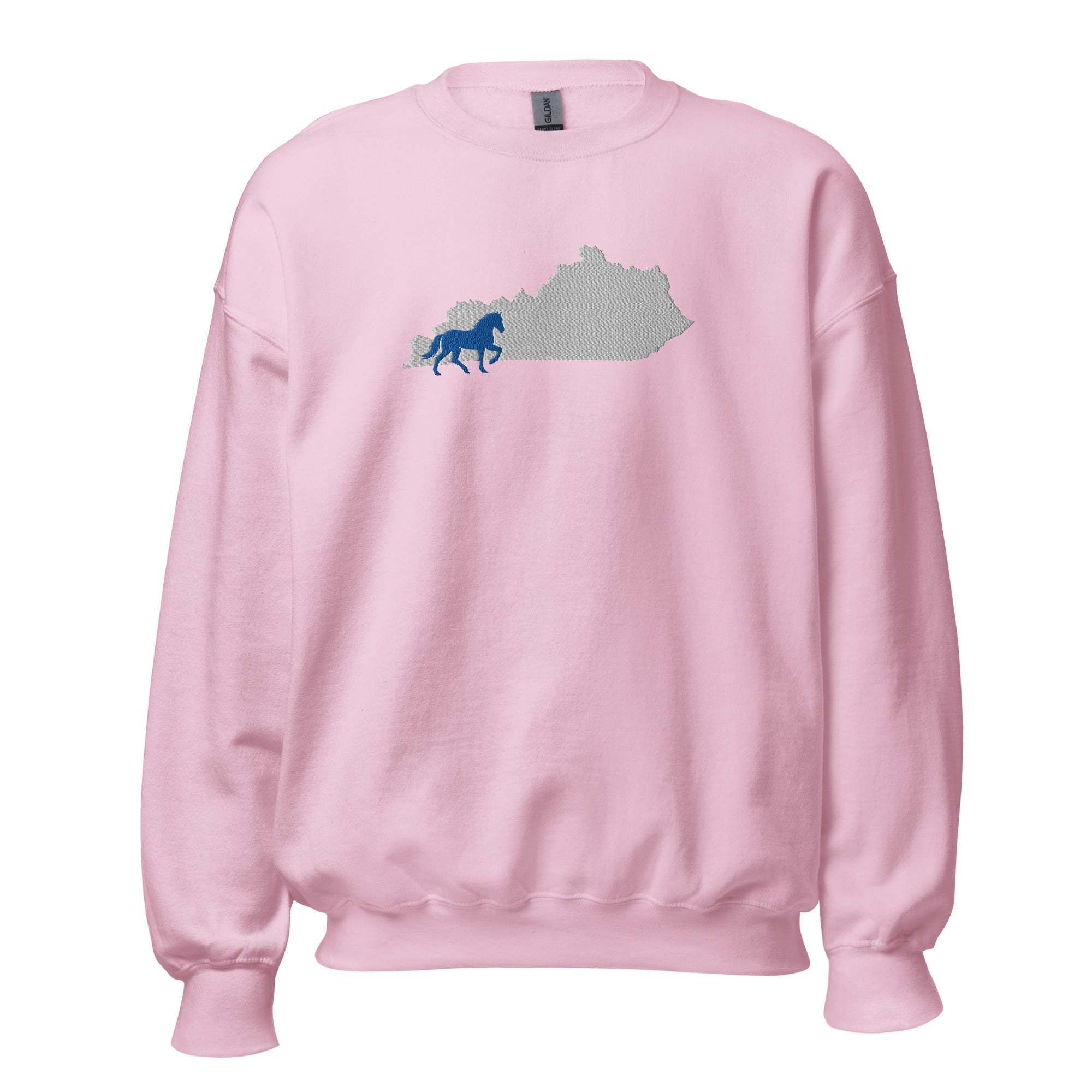 Bluegrass Outline Sweatshirt | Embroidered Horse & Kentucky Silhouette - Bluegrass Elite Apparel LLC