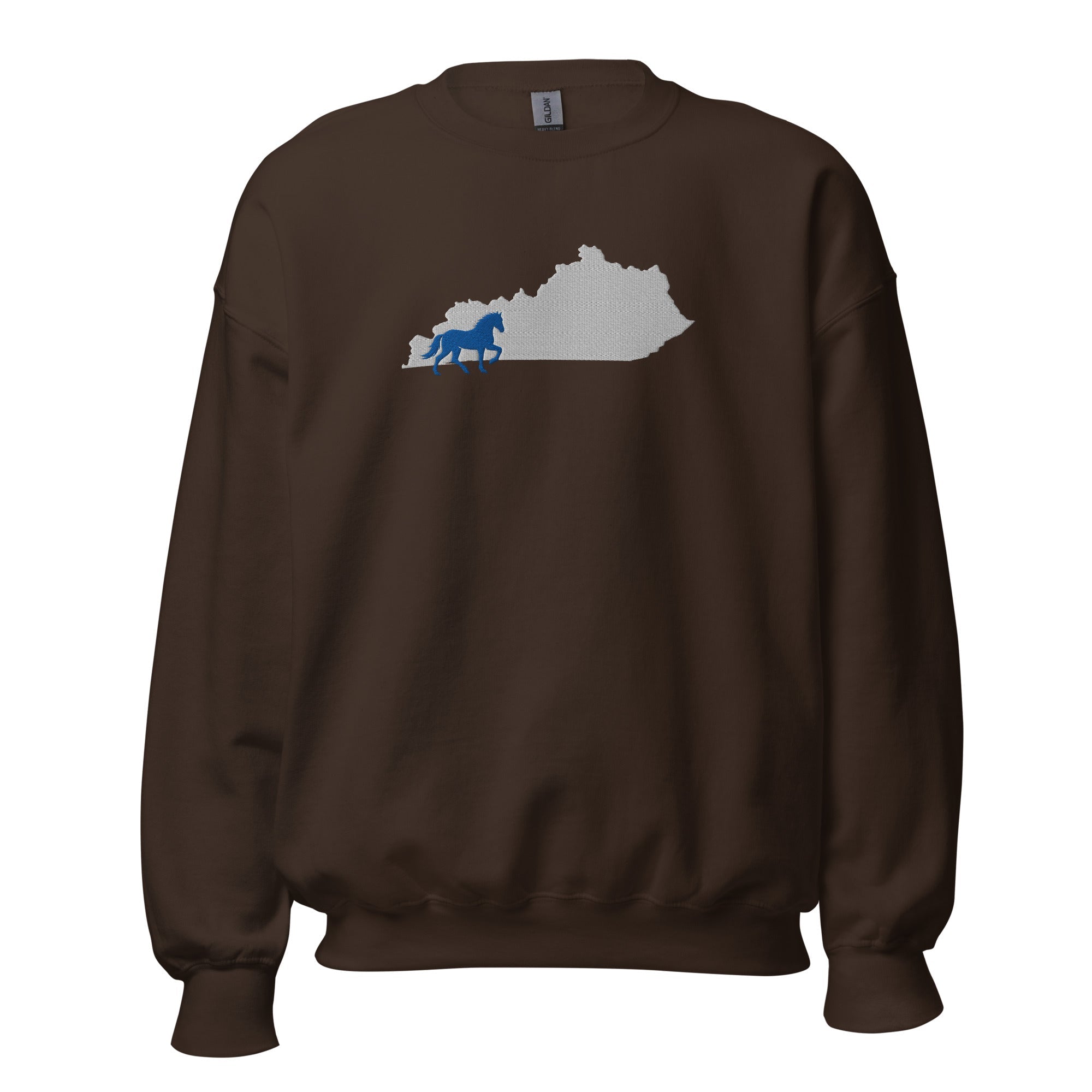 Bluegrass Outline Sweatshirt | Embroidered Horse & Kentucky Silhouette - Bluegrass Elite Apparel LLC