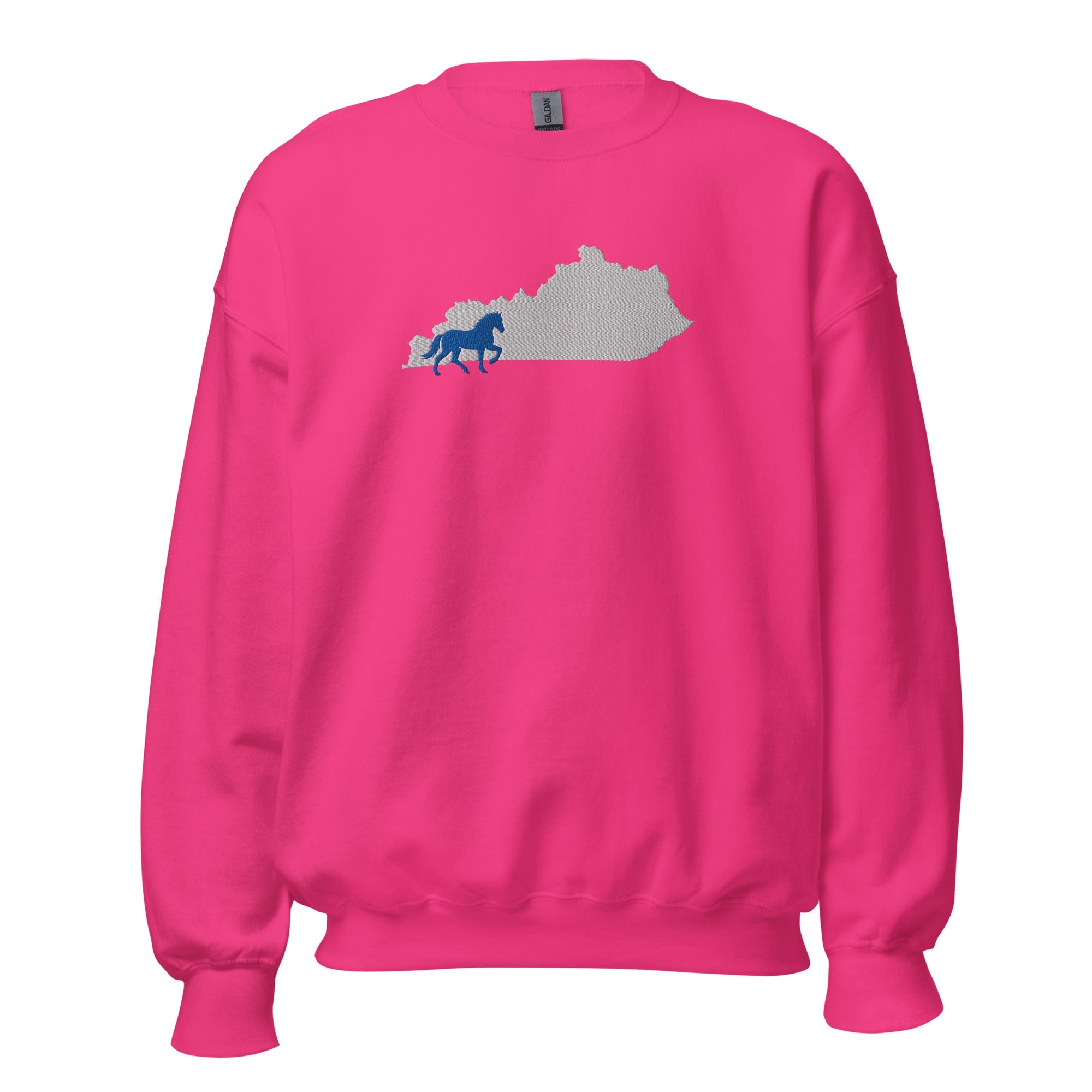 Bluegrass Outline Sweatshirt | Embroidered Horse & Kentucky Silhouette - Bluegrass Elite Apparel LLC