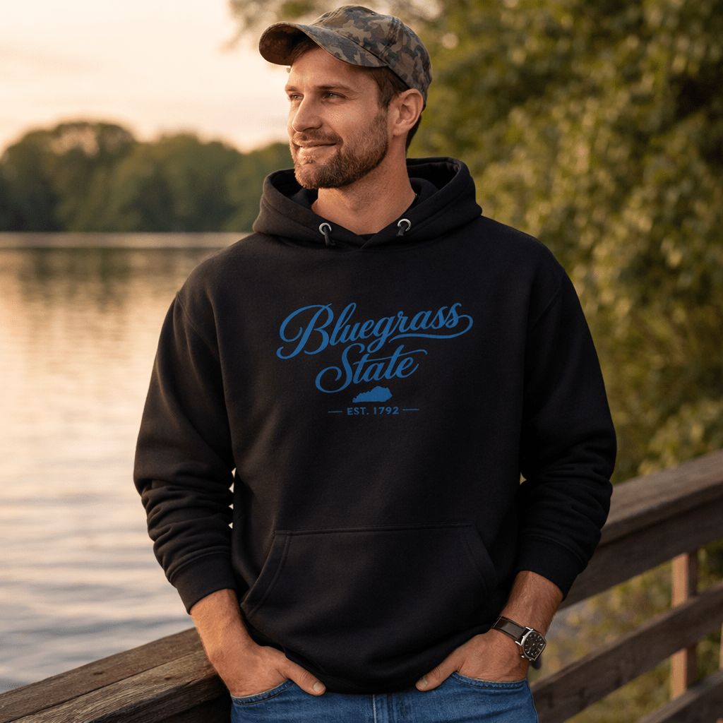 Bluegrass State Hoodie | Embroidered Kentucky Script Design | Unisex Fit - Bluegrass Elite Apparel LLC