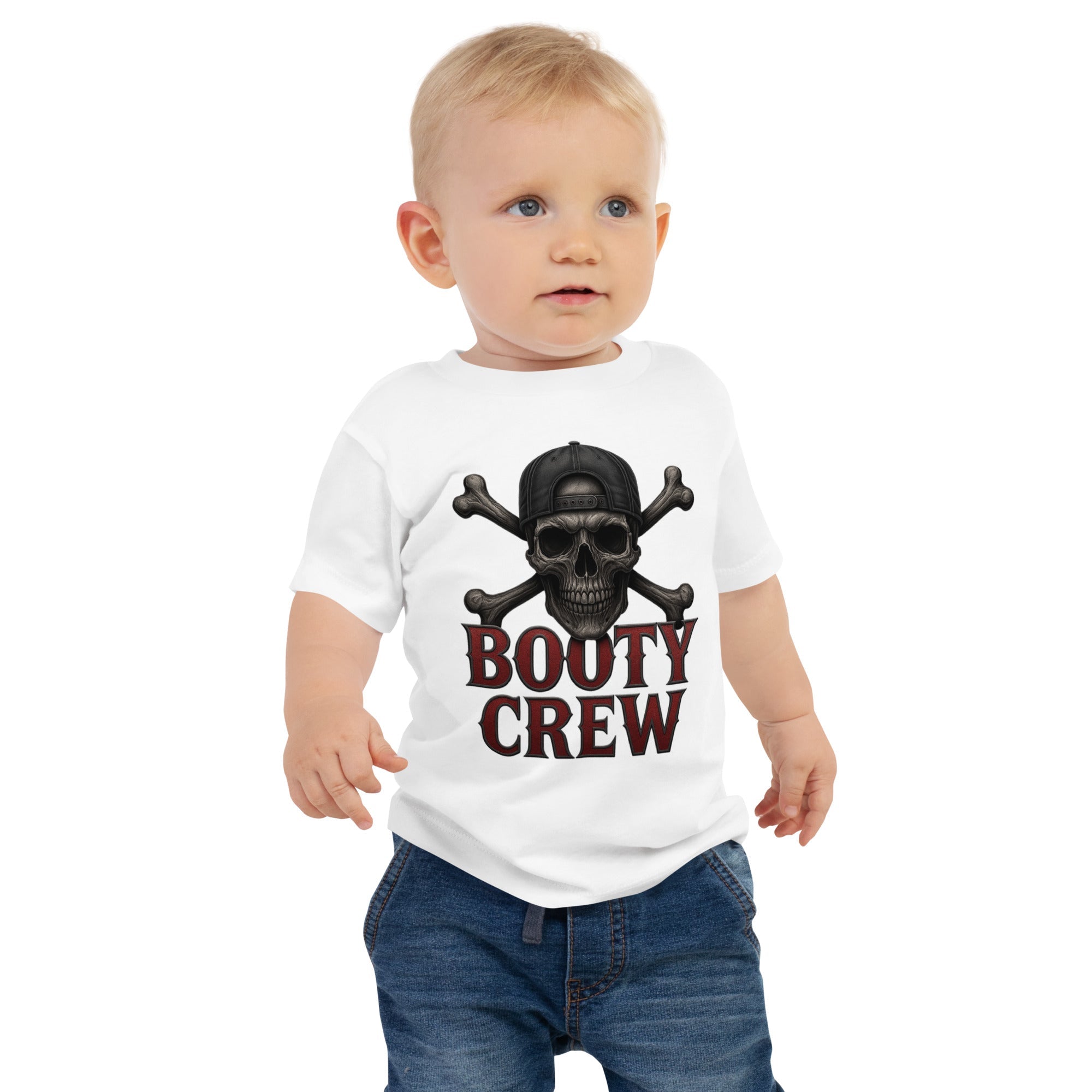 Booty Crew Baby Tee | Funny Pirate Jersey Shirt for Toddlers - Bluegrass Elite Apparel LLC