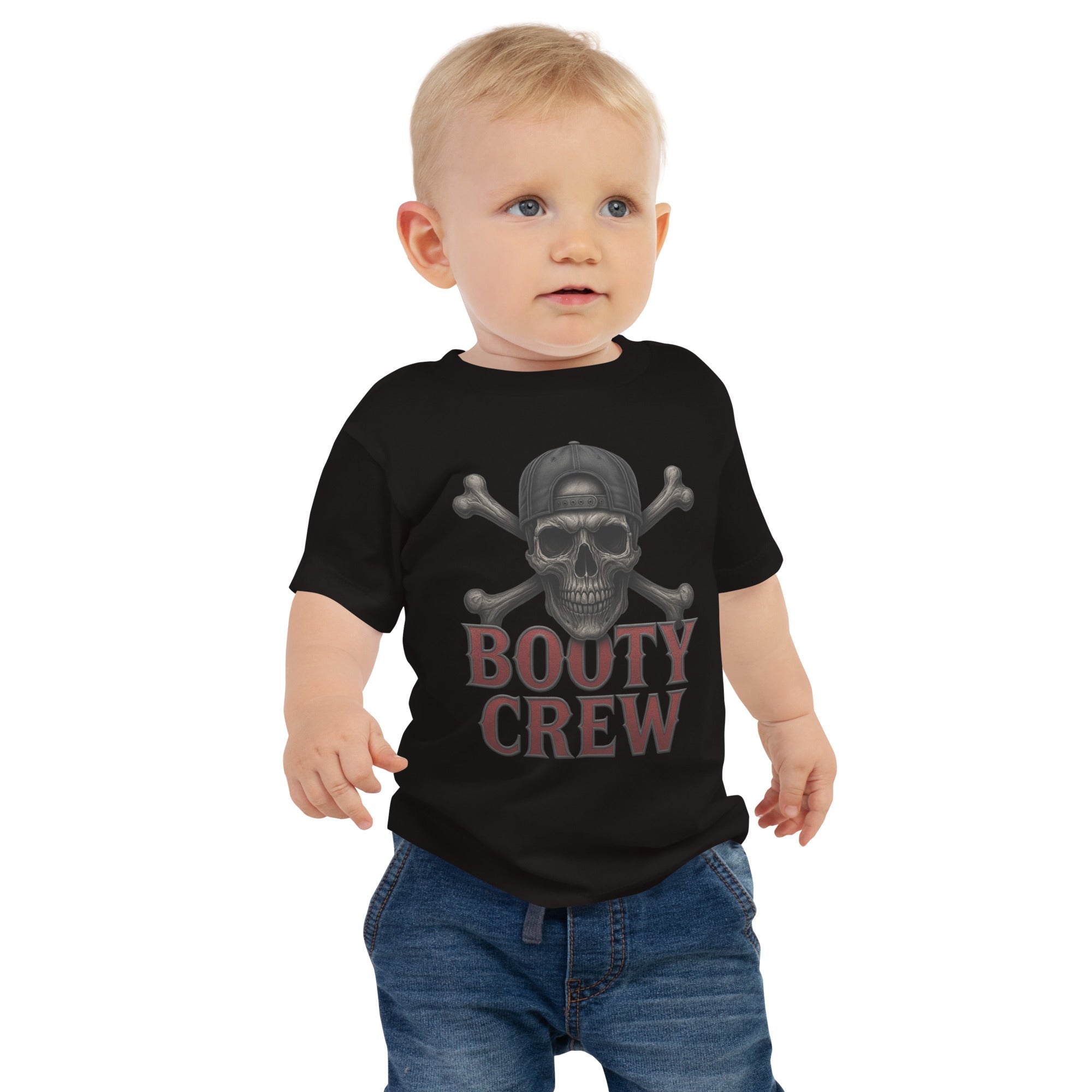 Booty Crew Baby Tee | Funny Pirate Jersey Shirt for Toddlers - Bluegrass Elite Apparel LLC