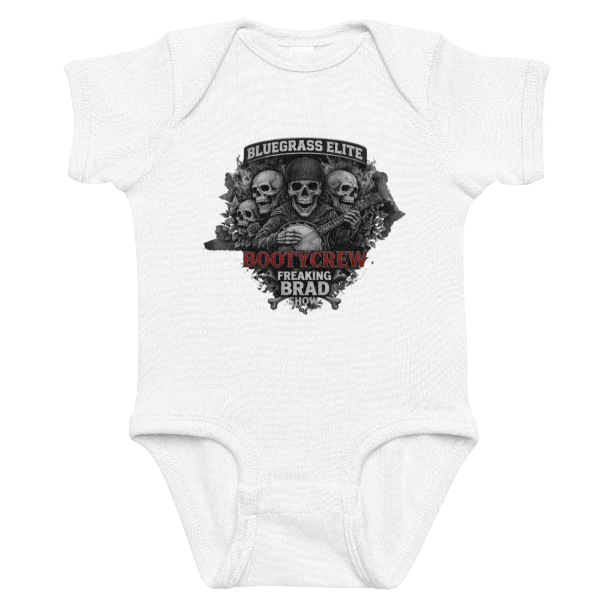 Booty Crew Banjo Baby Onesie | Bluegrass Skull Design - Bluegrass Elite Apparel LLC