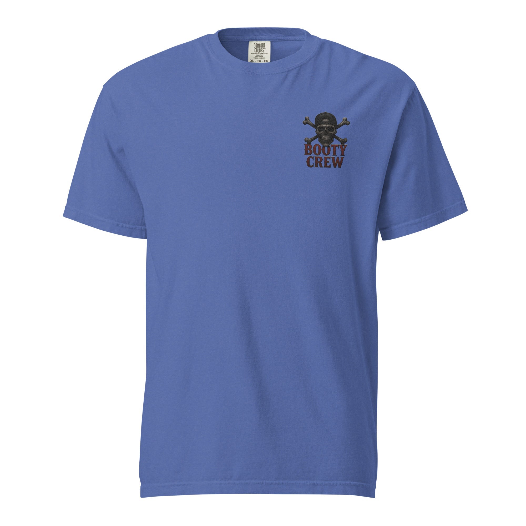 Booty Crew T-Shirt | Embroidered Skull & Crossbones Streetwear | Heavy Basic Cotton - Bluegrass Elite Apparel LLC