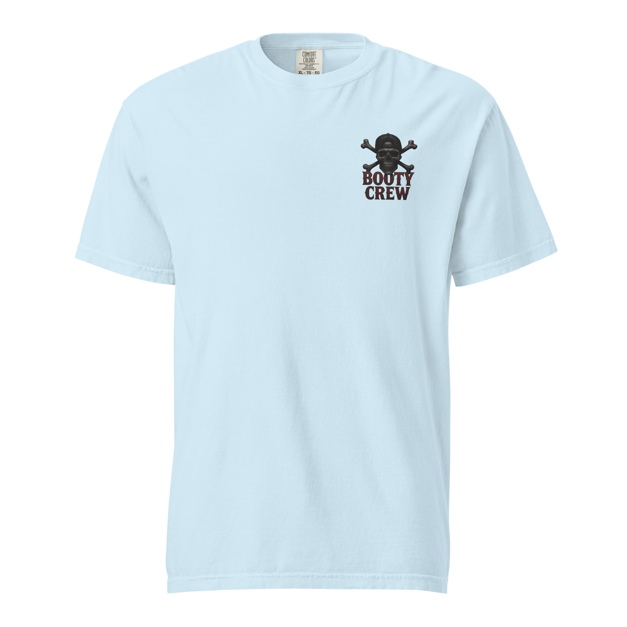 Booty Crew T-Shirt | Embroidered Skull & Crossbones Streetwear | Heavy Basic Cotton - Bluegrass Elite Apparel LLC