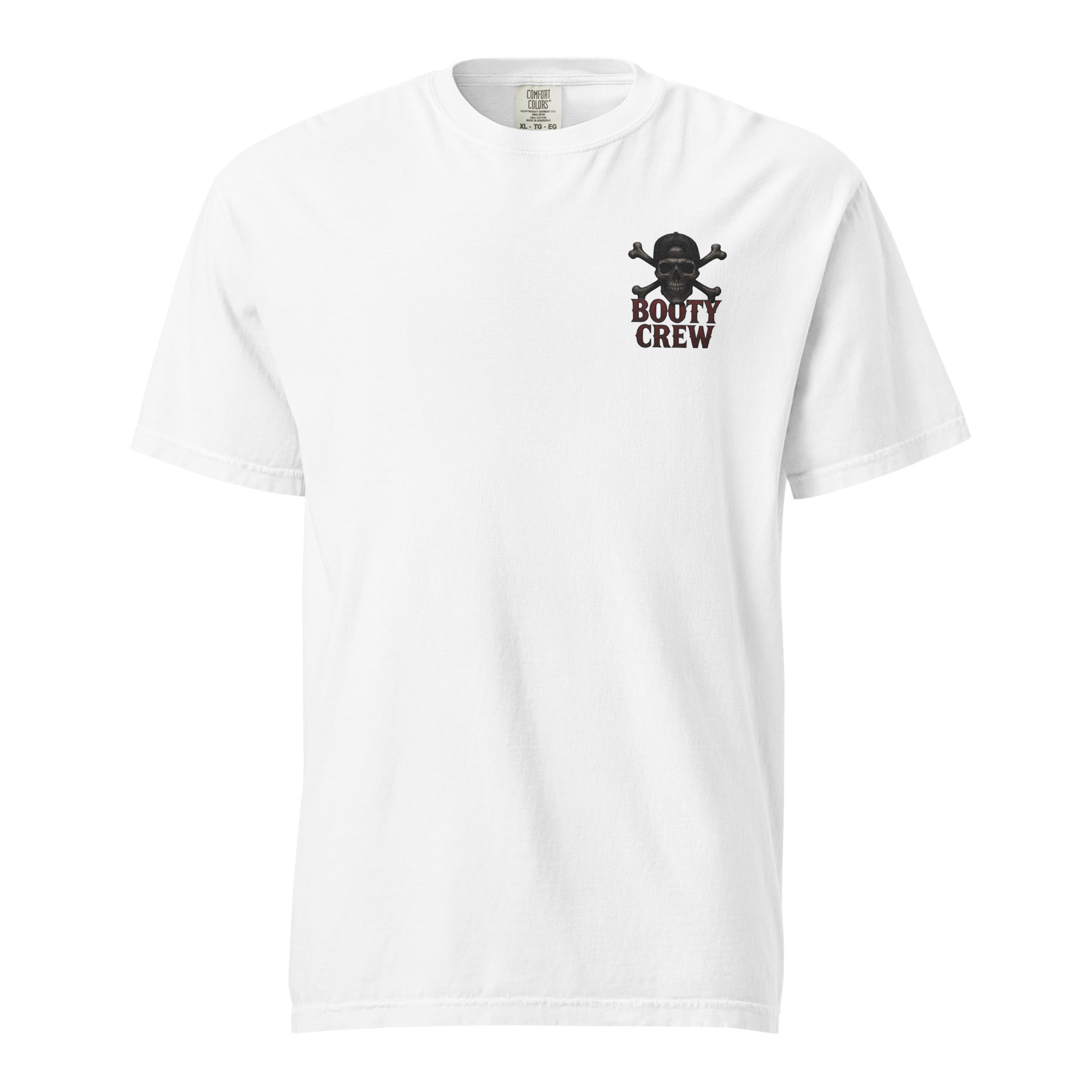 Booty Crew T-Shirt | Embroidered Skull & Crossbones Streetwear | Heavy Basic Cotton - Bluegrass Elite Apparel LLC