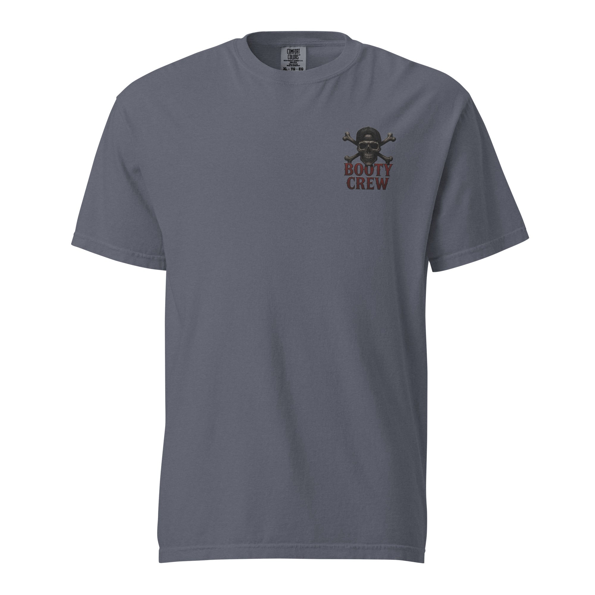 Booty Crew T-Shirt | Embroidered Skull & Crossbones Streetwear | Heavy Basic Cotton - Bluegrass Elite Apparel LLC