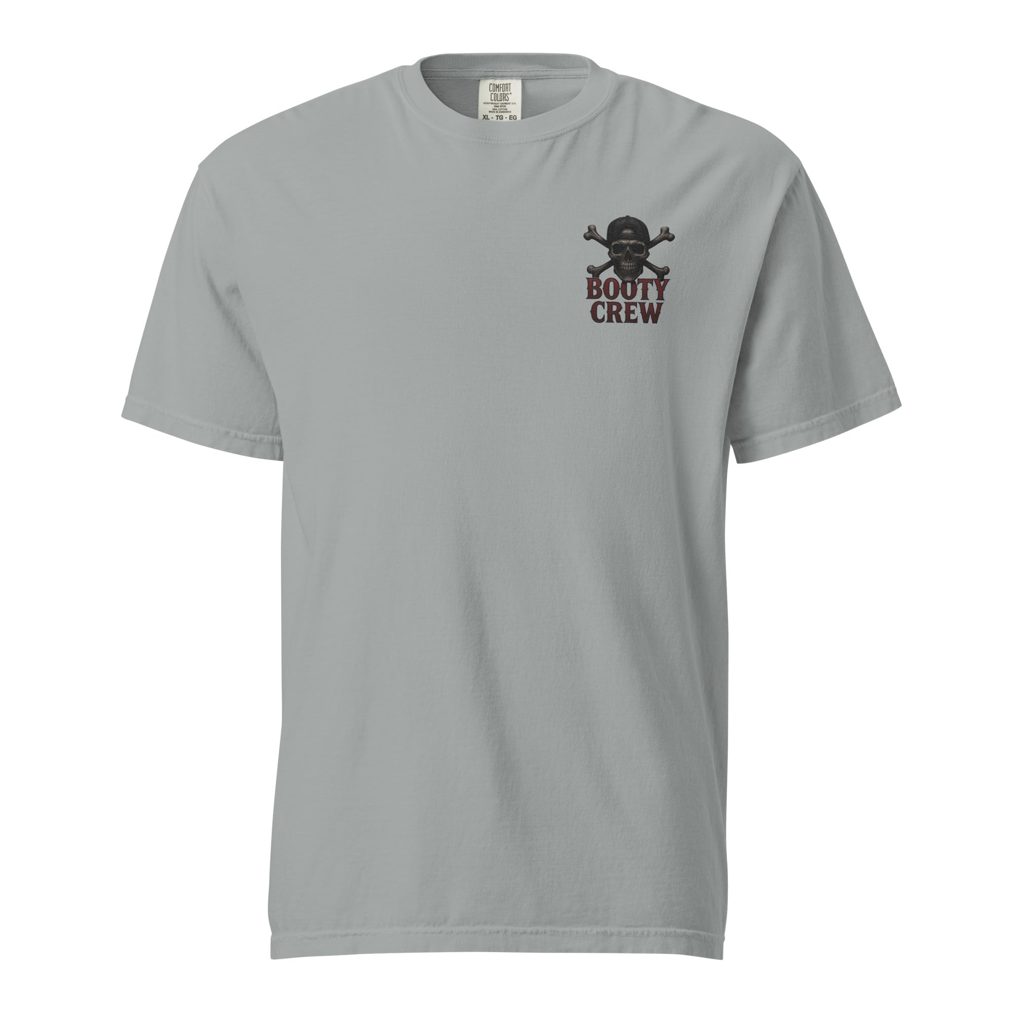 Booty Crew T-Shirt | Embroidered Skull & Crossbones Streetwear | Heavy Basic Cotton - Bluegrass Elite Apparel LLC