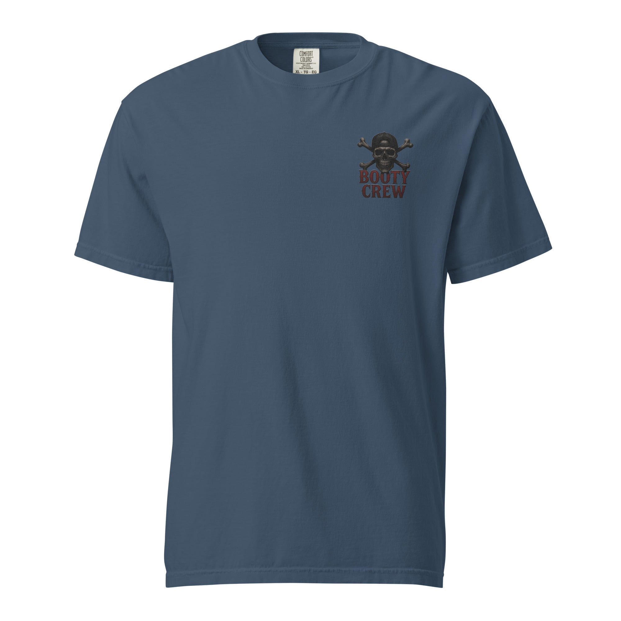 Booty Crew T-Shirt | Embroidered Skull & Crossbones Streetwear | Heavy Basic Cotton - Bluegrass Elite Apparel LLC