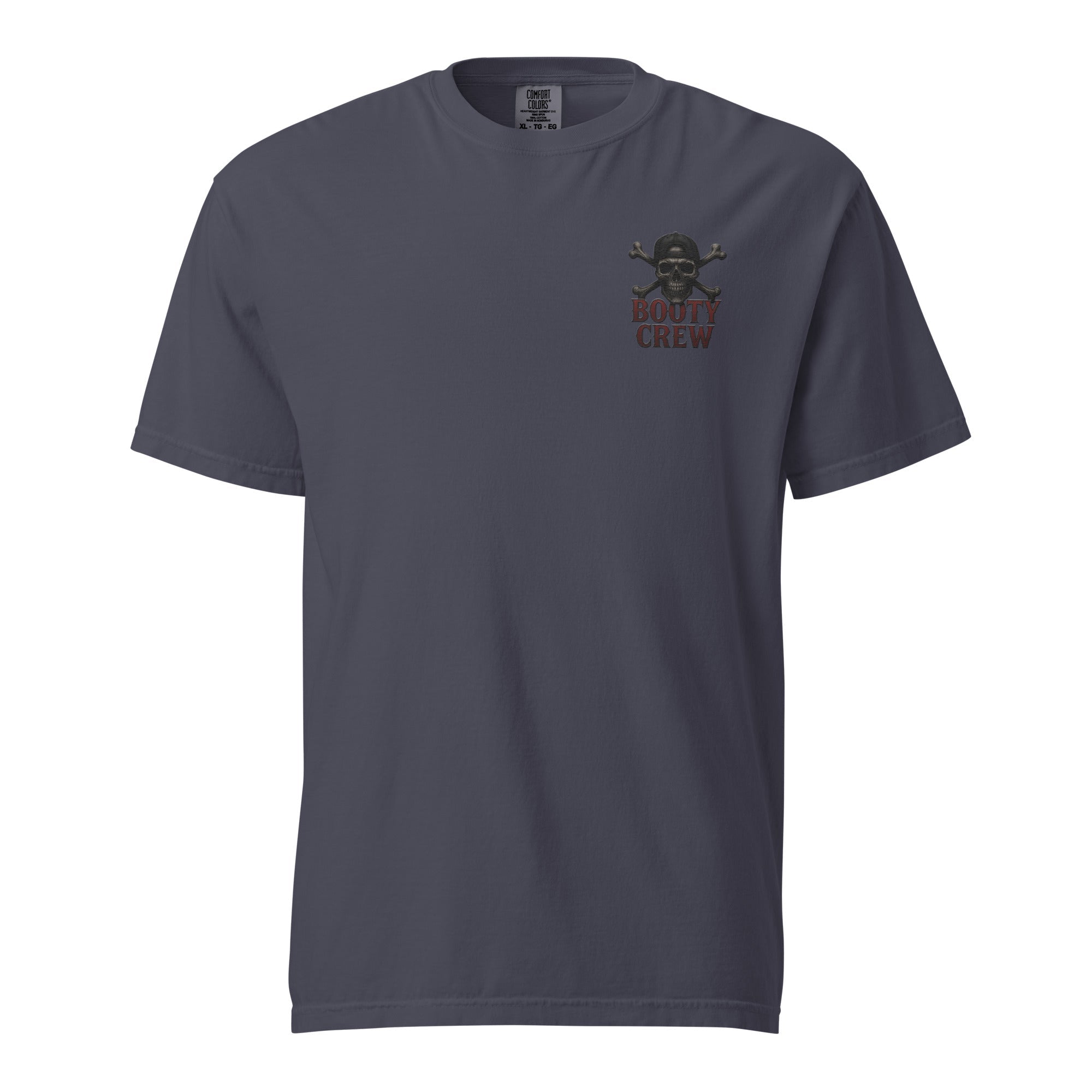 Booty Crew T-Shirt | Embroidered Skull & Crossbones Streetwear | Heavy Basic Cotton - Bluegrass Elite Apparel LLC