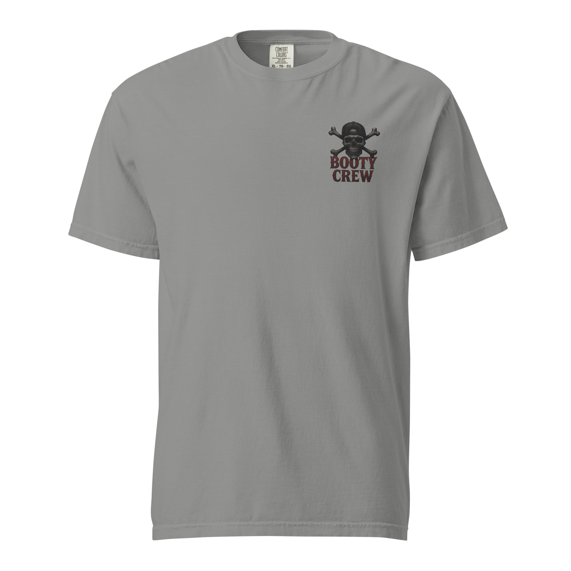 Booty Crew T-Shirt | Embroidered Skull & Crossbones Streetwear | Heavy Basic Cotton - Bluegrass Elite Apparel LLC