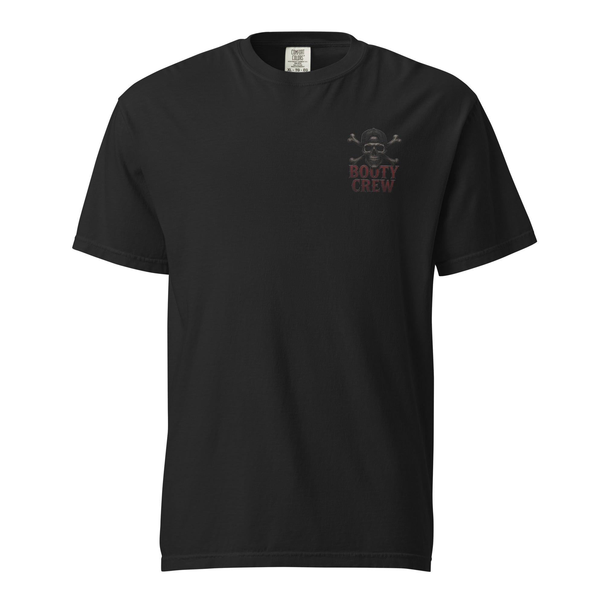 Booty Crew T-Shirt | Embroidered Skull & Crossbones Streetwear | Heavy Basic Cotton - Bluegrass Elite Apparel LLC