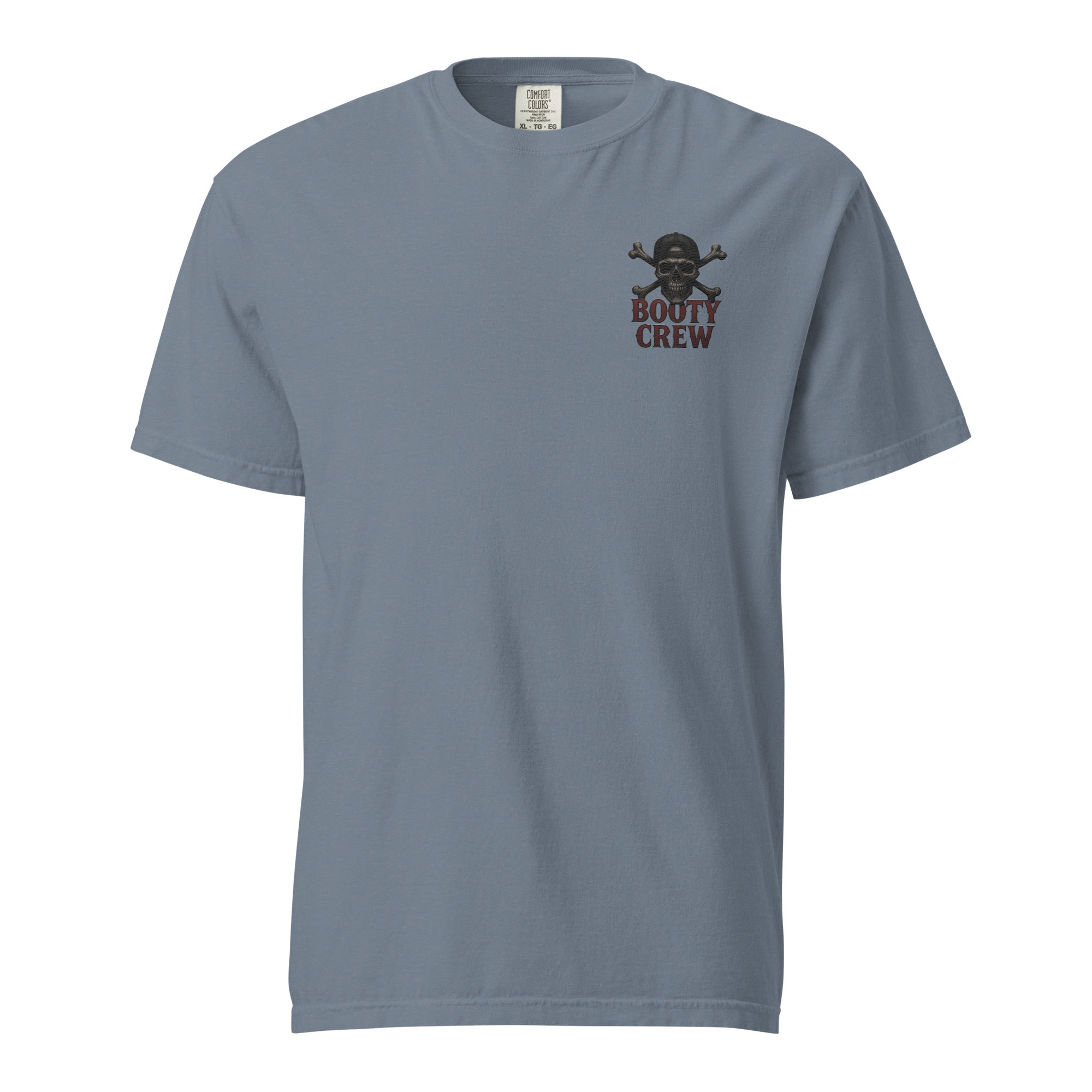 Booty Crew T-Shirt | Embroidered Skull & Crossbones Streetwear | Heavy Basic Cotton - Bluegrass Elite Apparel LLC