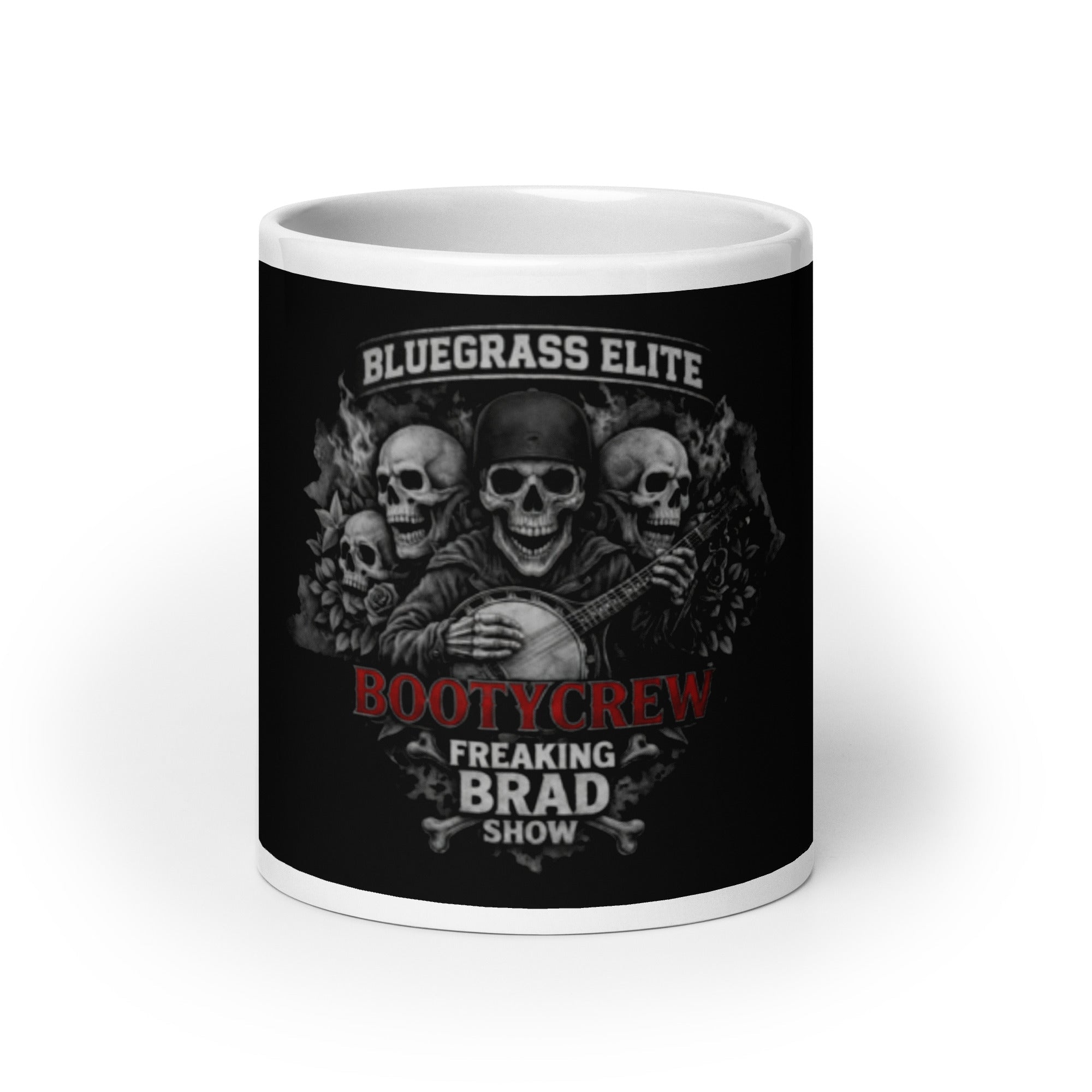 BootyCrew Skull Mug | Freaking Brad Show Design | Ceramic 11–20 oz - Bluegrass Elite Apparel LLC