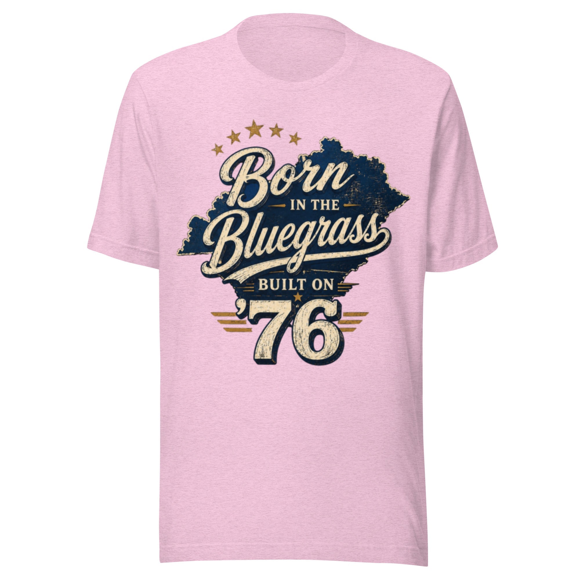 Born in the Bluegrass, Built on '76 T-Shirt | Vintage Script State Design | Classic - Bluegrass Elite Apparel LLC