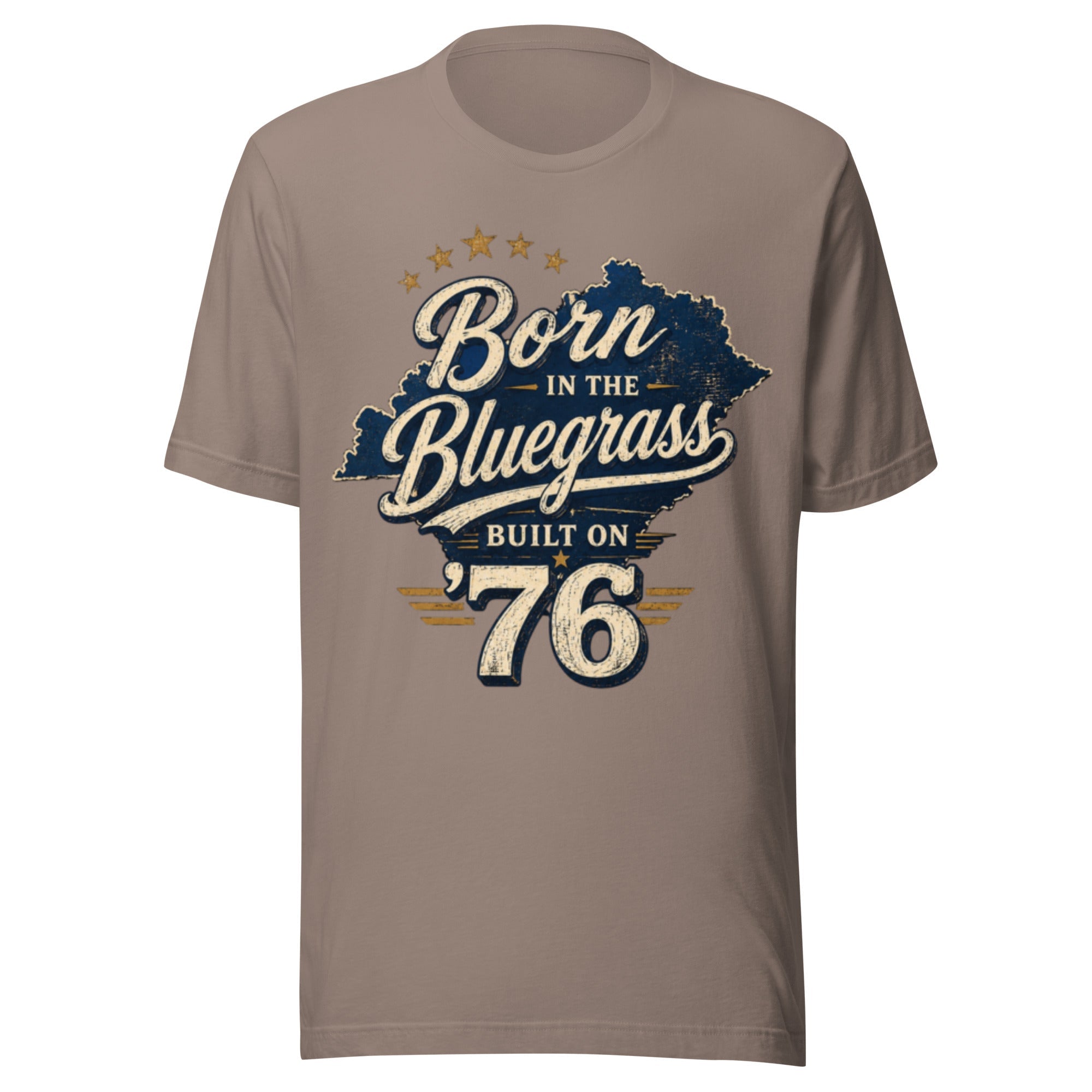 Born in the Bluegrass, Built on '76 T-Shirt | Vintage Script State Design | Classic - Bluegrass Elite Apparel LLC