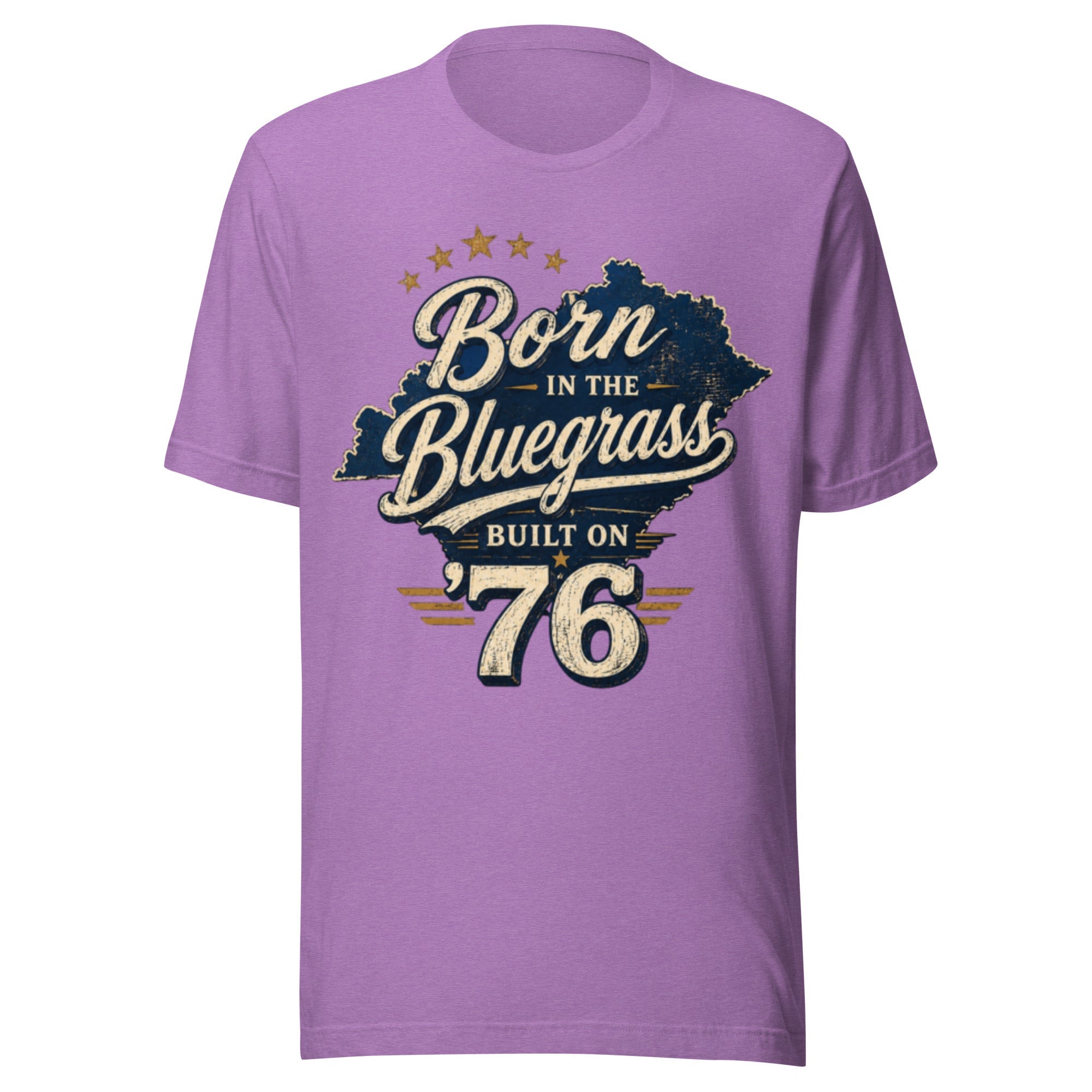 Born in the Bluegrass, Built on '76 T-Shirt | Vintage Script State Design | Classic - Bluegrass Elite Apparel LLC