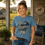 Born in the Bluegrass, Built on '76 T-Shirt | Vintage Script State Design | Classic - Bluegrass Elite Apparel LLC