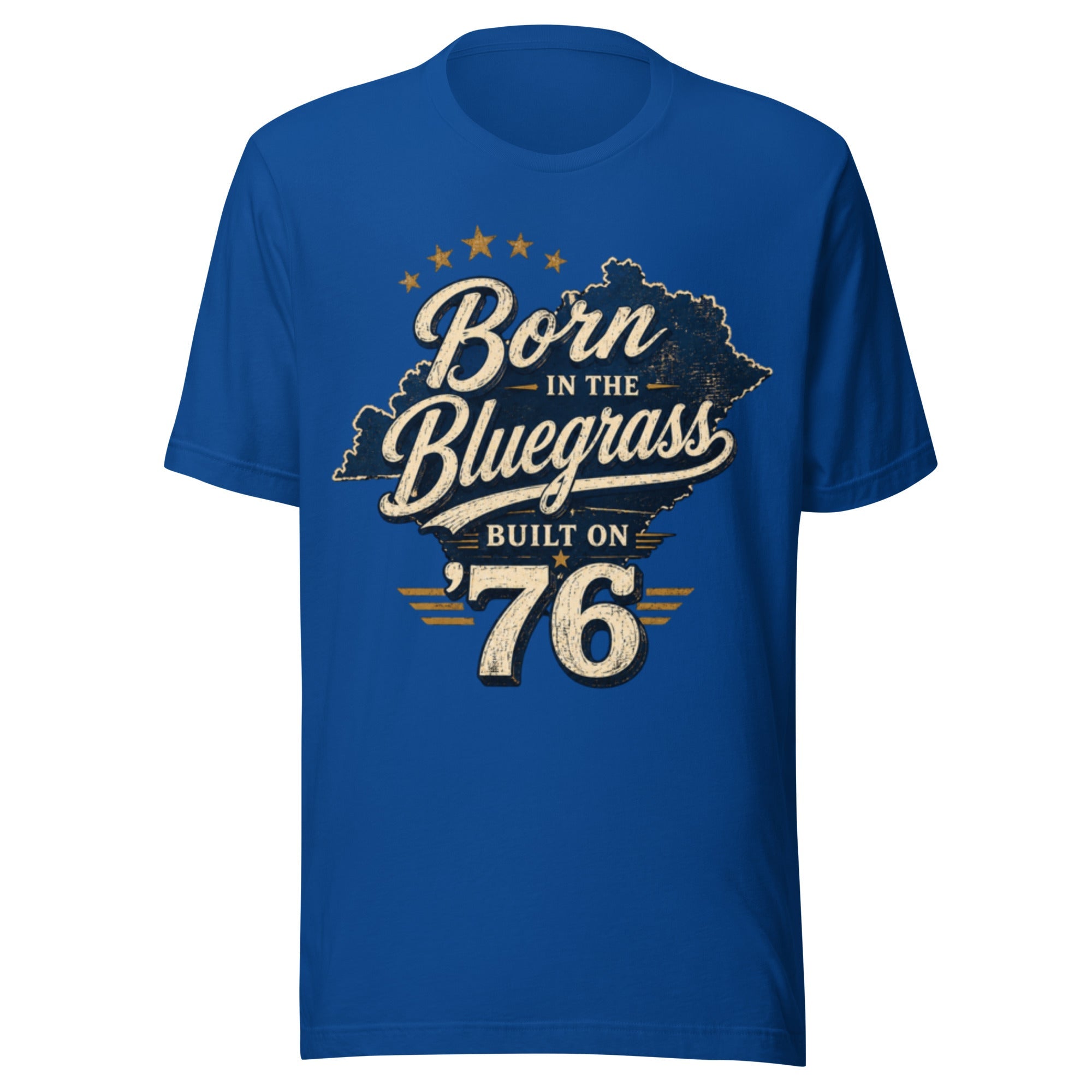 Born in the Bluegrass, Built on '76 T-Shirt | Vintage Script State Design | Classic - Bluegrass Elite Apparel LLC