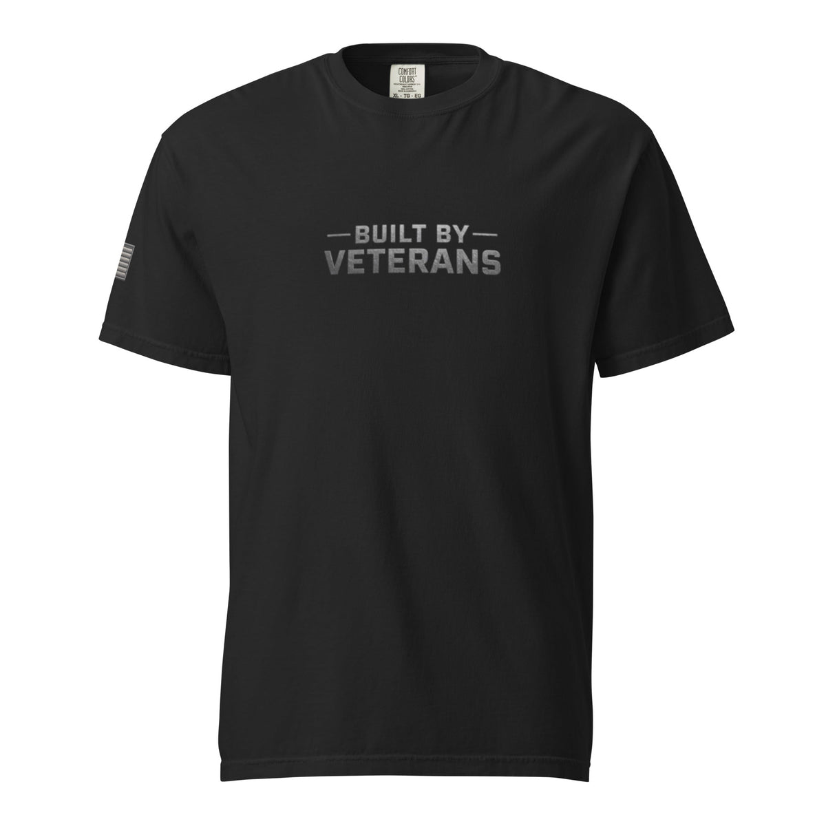 Built By Veterans T-Shirt | Flag Sleeve | Garment - Dyed Cotton - Bluegrass Elite Apparel LLC