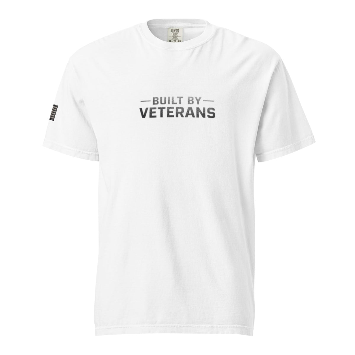 Built By Veterans T-Shirt | Flag Sleeve | Garment - Dyed Cotton - Bluegrass Elite Apparel LLC