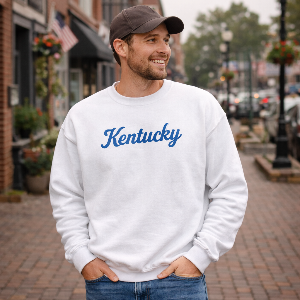 Kentucky Sweatshirt | Blue Script Typography | Unisex Fleece