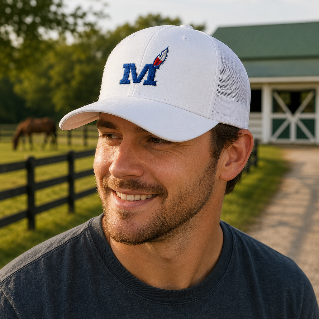 Montgomery County Indian Trucker Hat | Blue Torch M Graphic