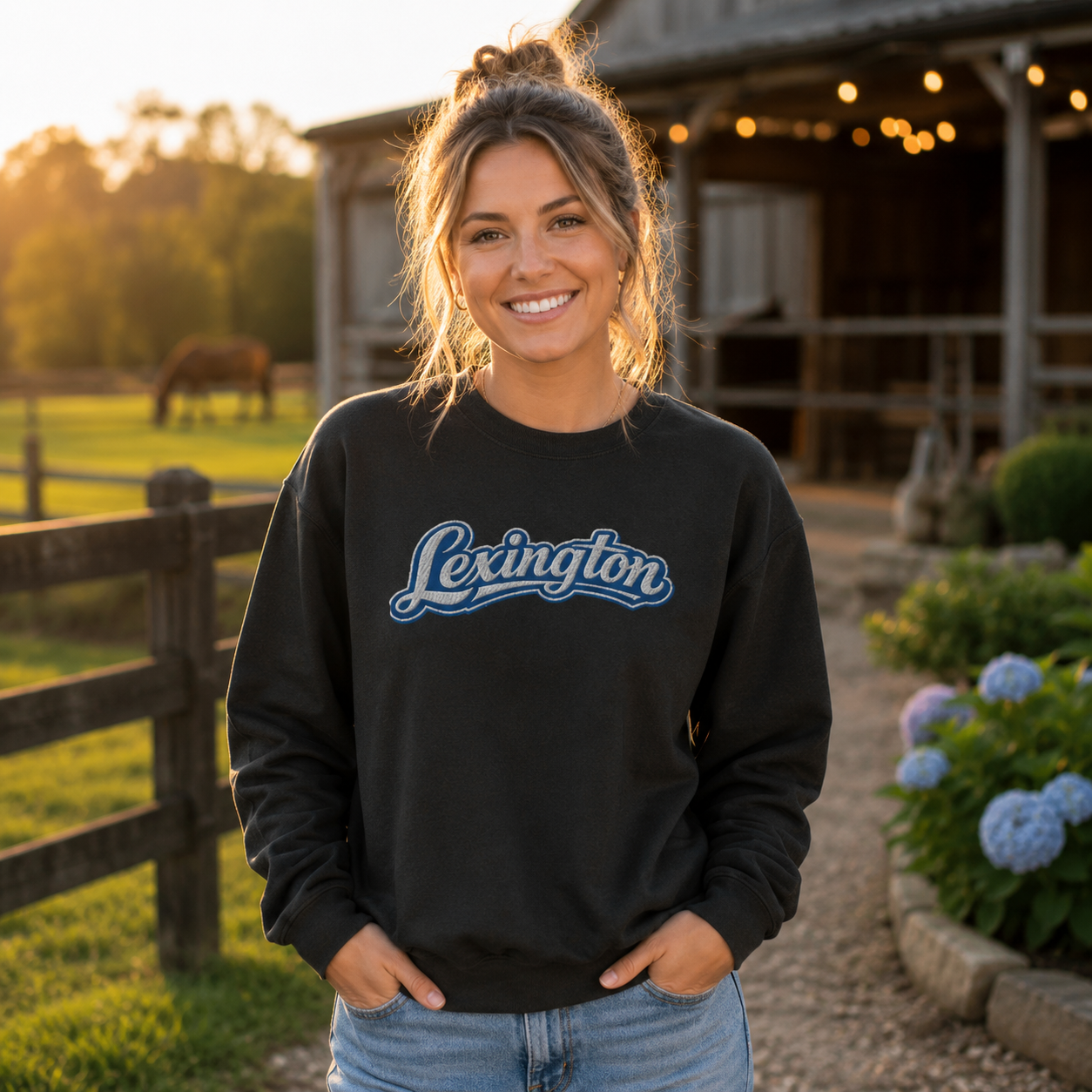 Lexington Embroidered Sweatshirt | Vintage Arch Script | Fleece