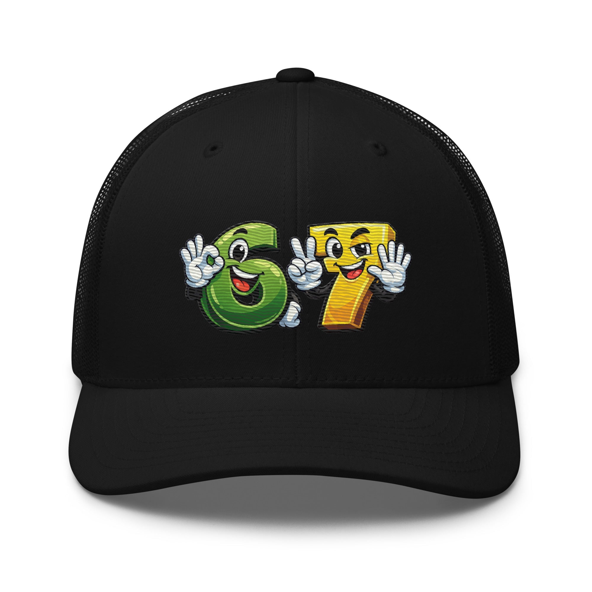 Cartoon 6 and 7 Trucker Cap | Smiling Number Hat - Bluegrass Elite Apparel LLC