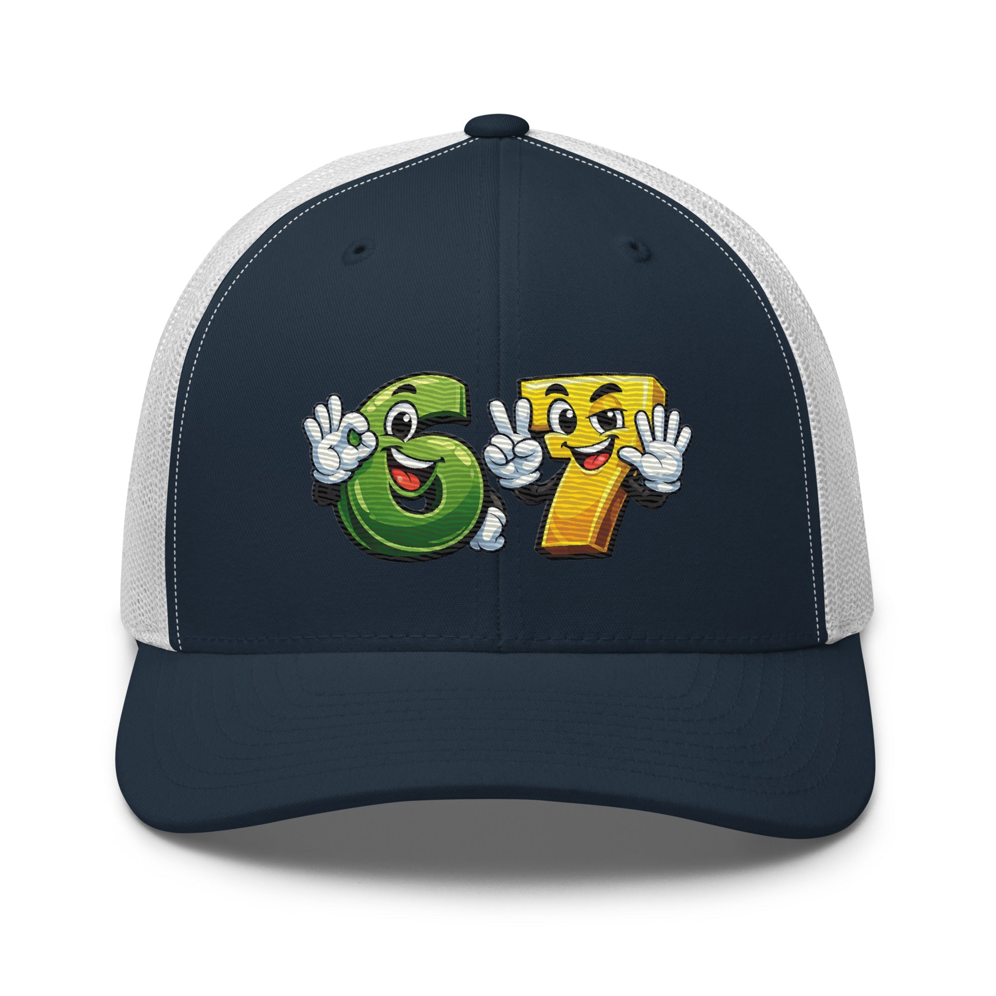 Cartoon 6 and 7 Trucker Cap | Smiling Number Hat - Bluegrass Elite Apparel LLC