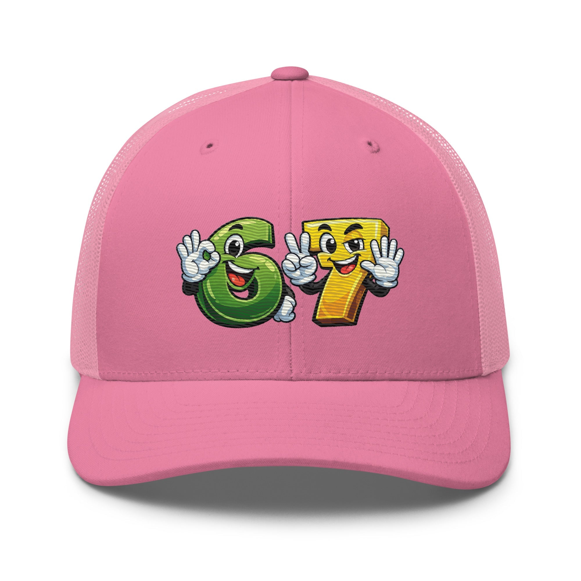 Cartoon 6 and 7 Trucker Cap | Smiling Number Hat - Bluegrass Elite Apparel LLC