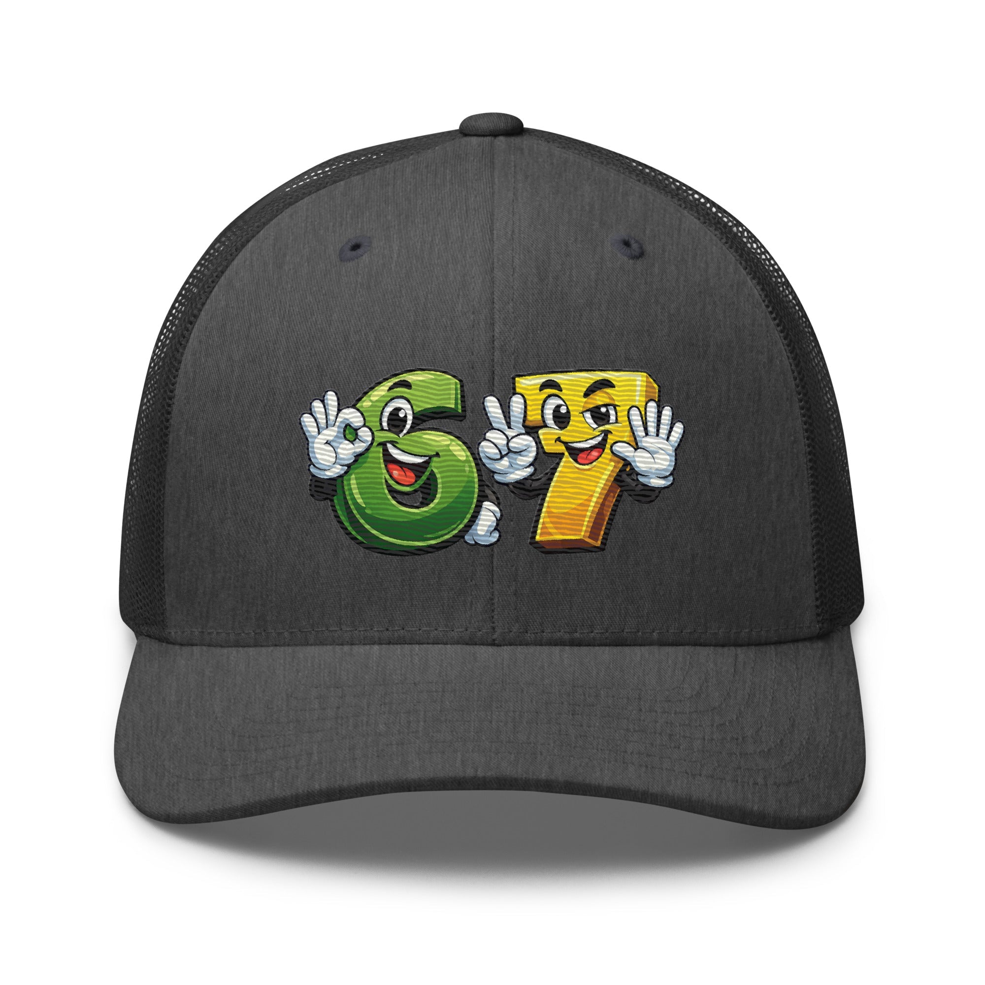 Cartoon 6 and 7 Trucker Cap | Smiling Number Hat - Bluegrass Elite Apparel LLC