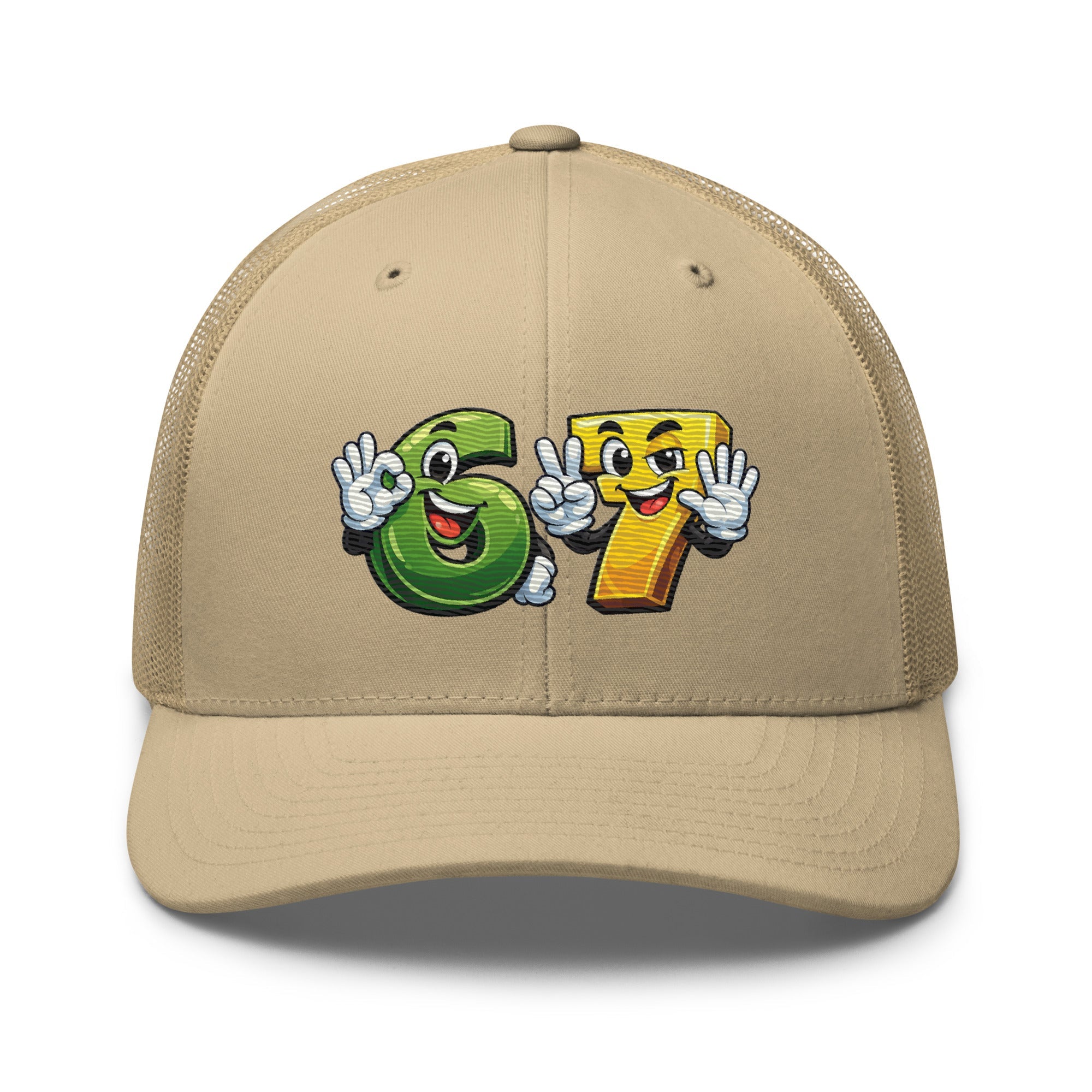 Cartoon 6 and 7 Trucker Cap | Smiling Number Hat - Bluegrass Elite Apparel LLC