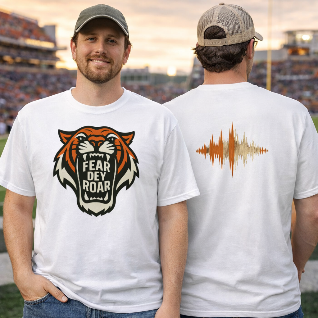 Fear Dey Roar T-Shirt | Tiger Mouth & Soundwave Back Print | Elite