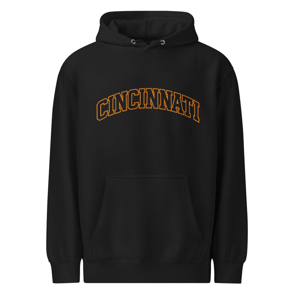 Cincinnati Arch Text Premium Mid - Weight Hoodie | Everyday Street Comfort - Bluegrass Elite Apparel LLC