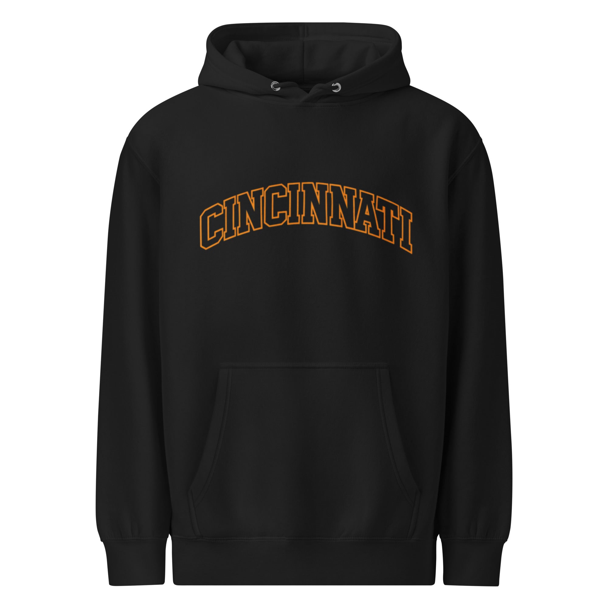 Cincinnati Arch Text Premium Mid - Weight Hoodie | Everyday Street Comfort - Bluegrass Elite Apparel LLC