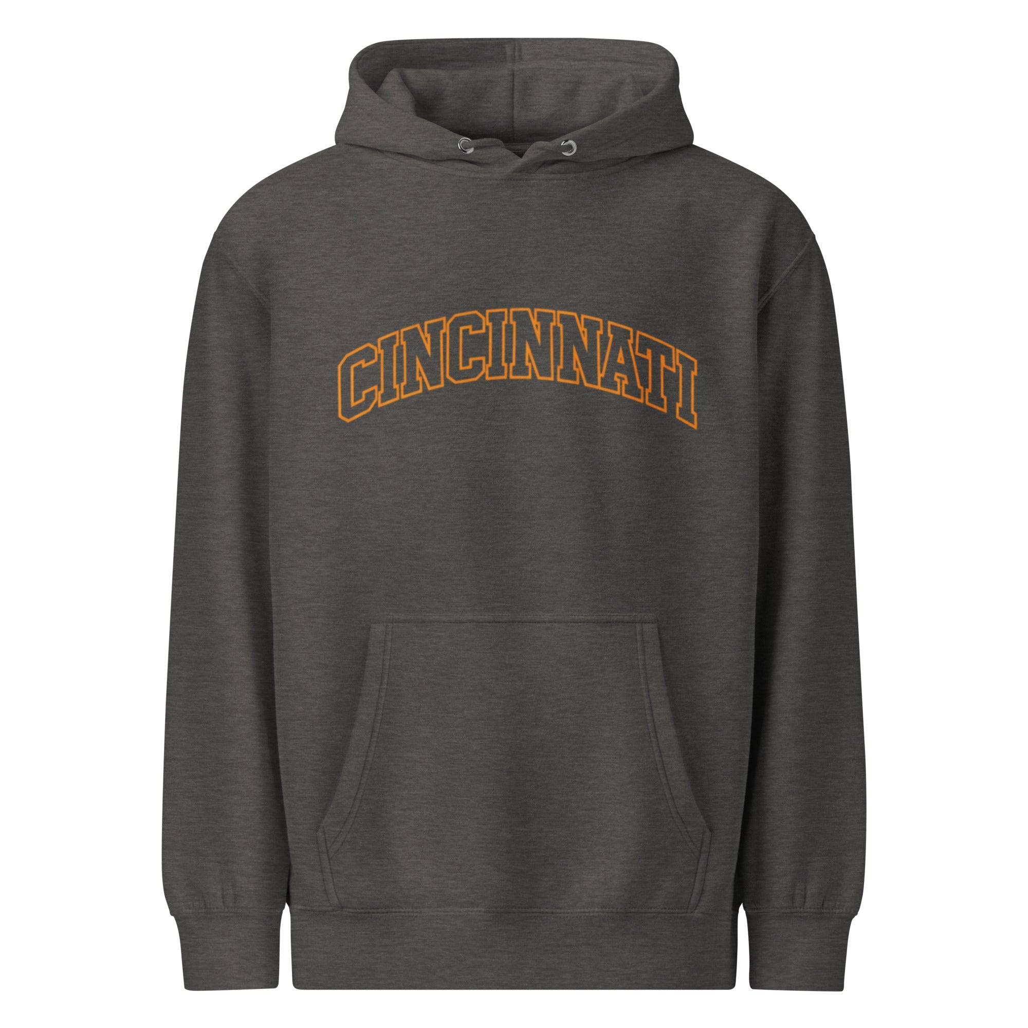Cincinnati Arch Text Premium Mid - Weight Hoodie | Everyday Street Comfort - Bluegrass Elite Apparel LLC