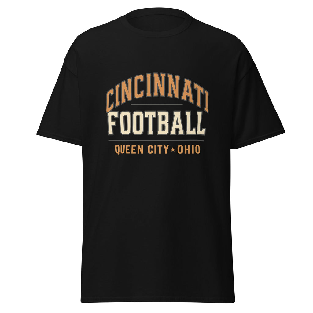 Cincinnati Football Arch Text Tee | Vintage Collegiate | Basic Cotton - Bluegrass Elite Apparel LLC