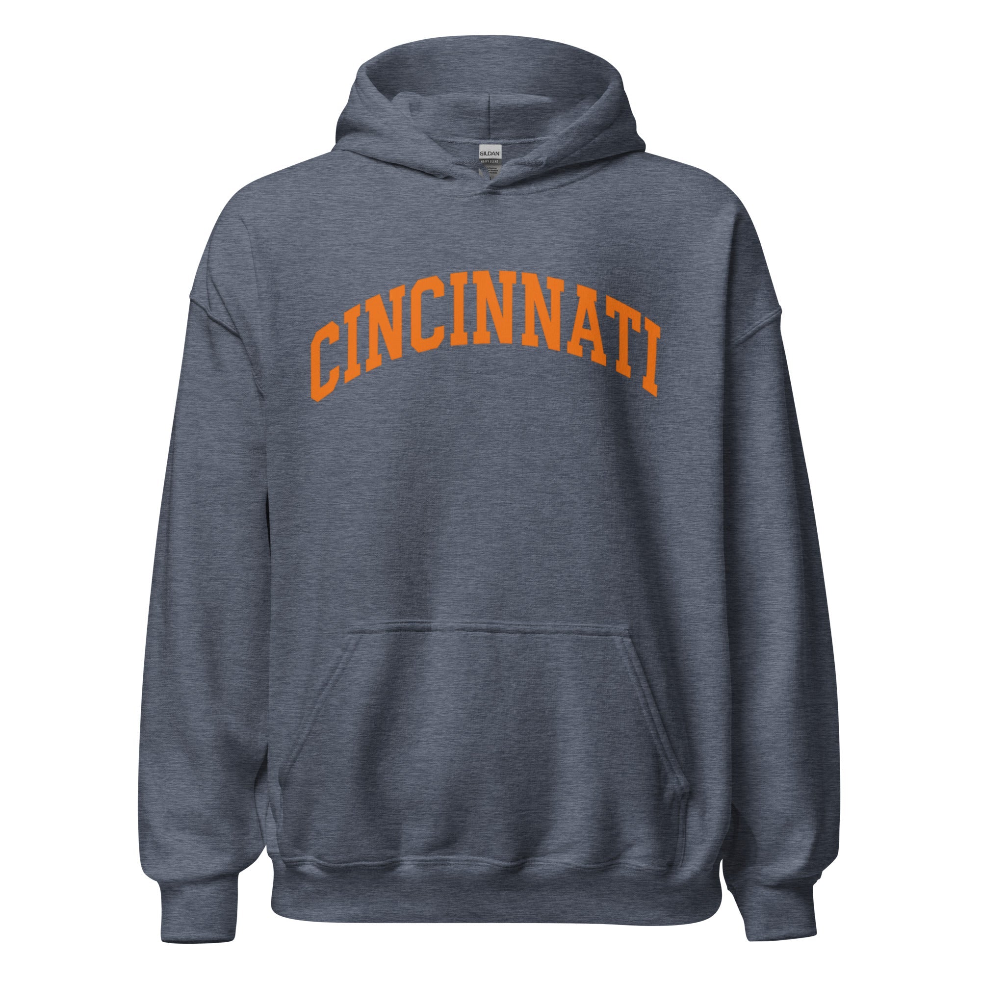 Cincinnati Football Hoodie | Arched Orange Text Design | Premium Fleece - Bluegrass Elite Apparel LLC