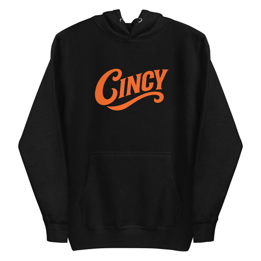 Cincinnati Football Hoodie | Retro “Cincy” Orange Script | Premium Fleece - Bluegrass Elite Apparel LLC
